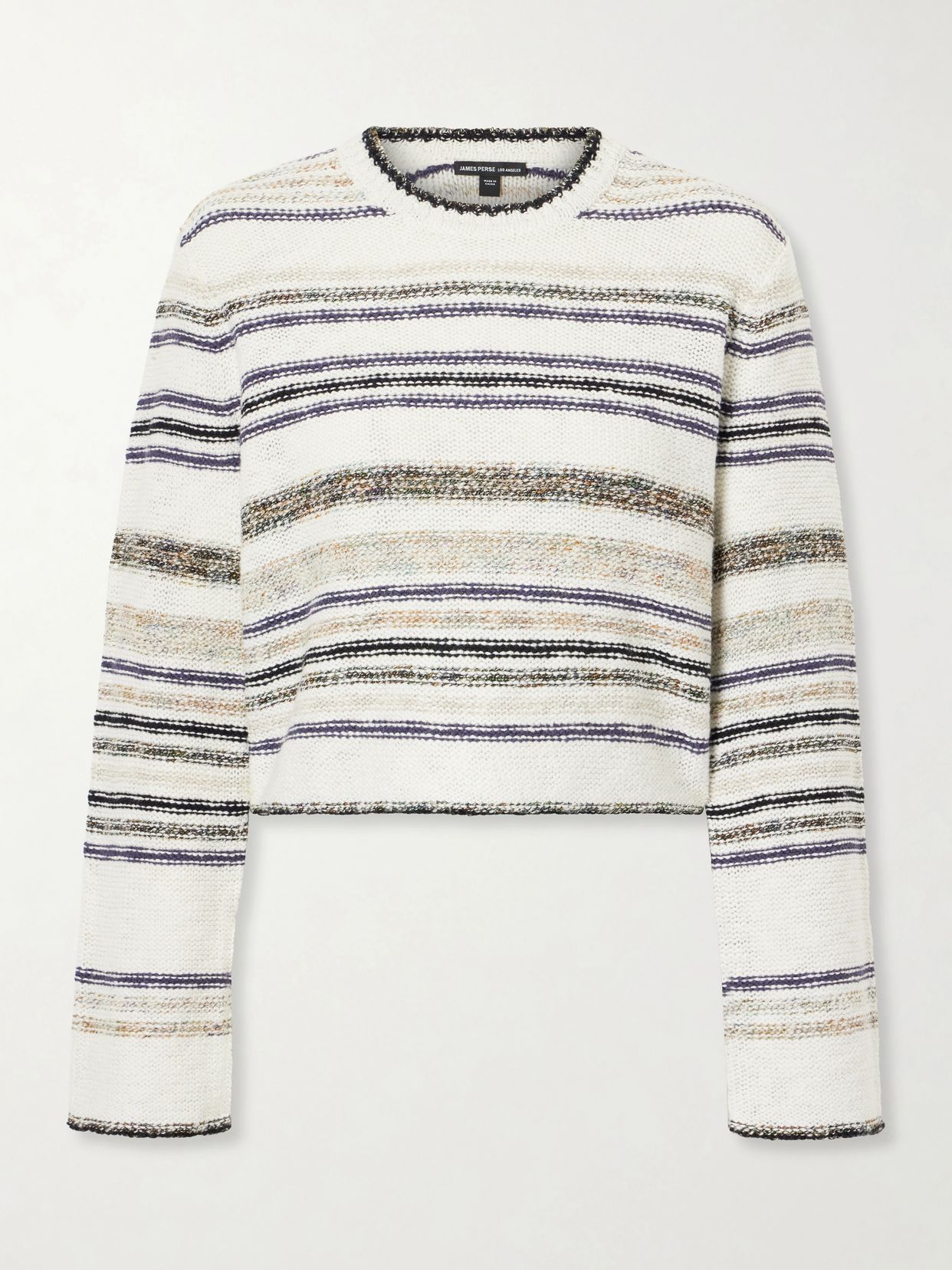 Striped Knitted Cotton Blend Sweater