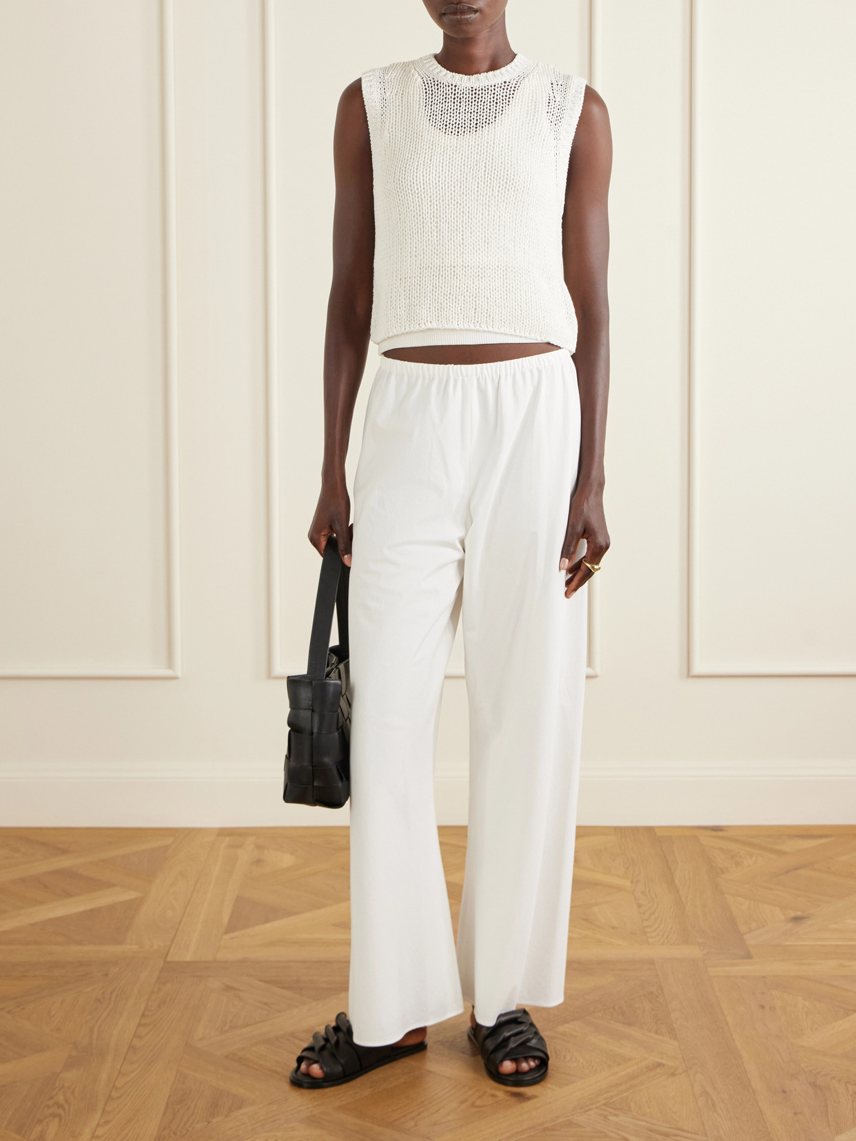 Knitted Linen And Cotton Tank - Off