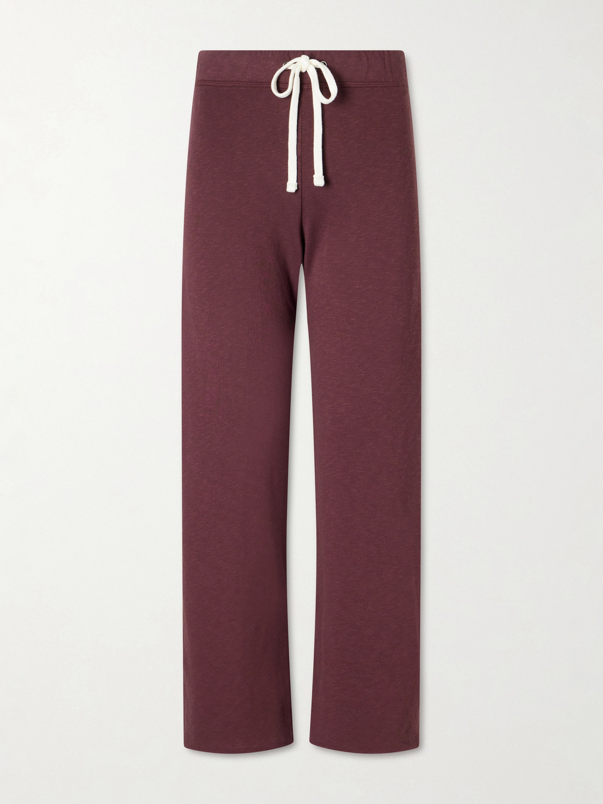 James Perse Cropped Cotton-terry Wide-leg Track Pants In Burgundy