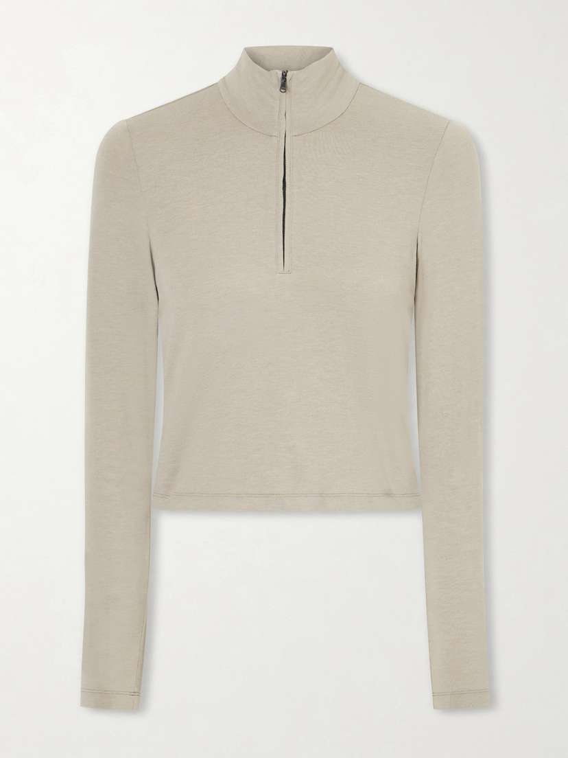James Perse Cropped Cotton-blend Half-zip Top | Thumbnail 5