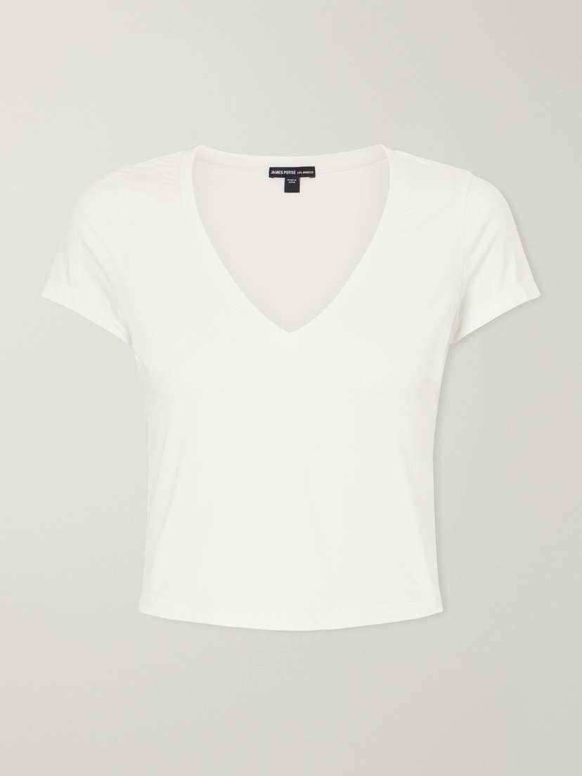 James Perse Cropped Cotton-blend Jersey T-shirt