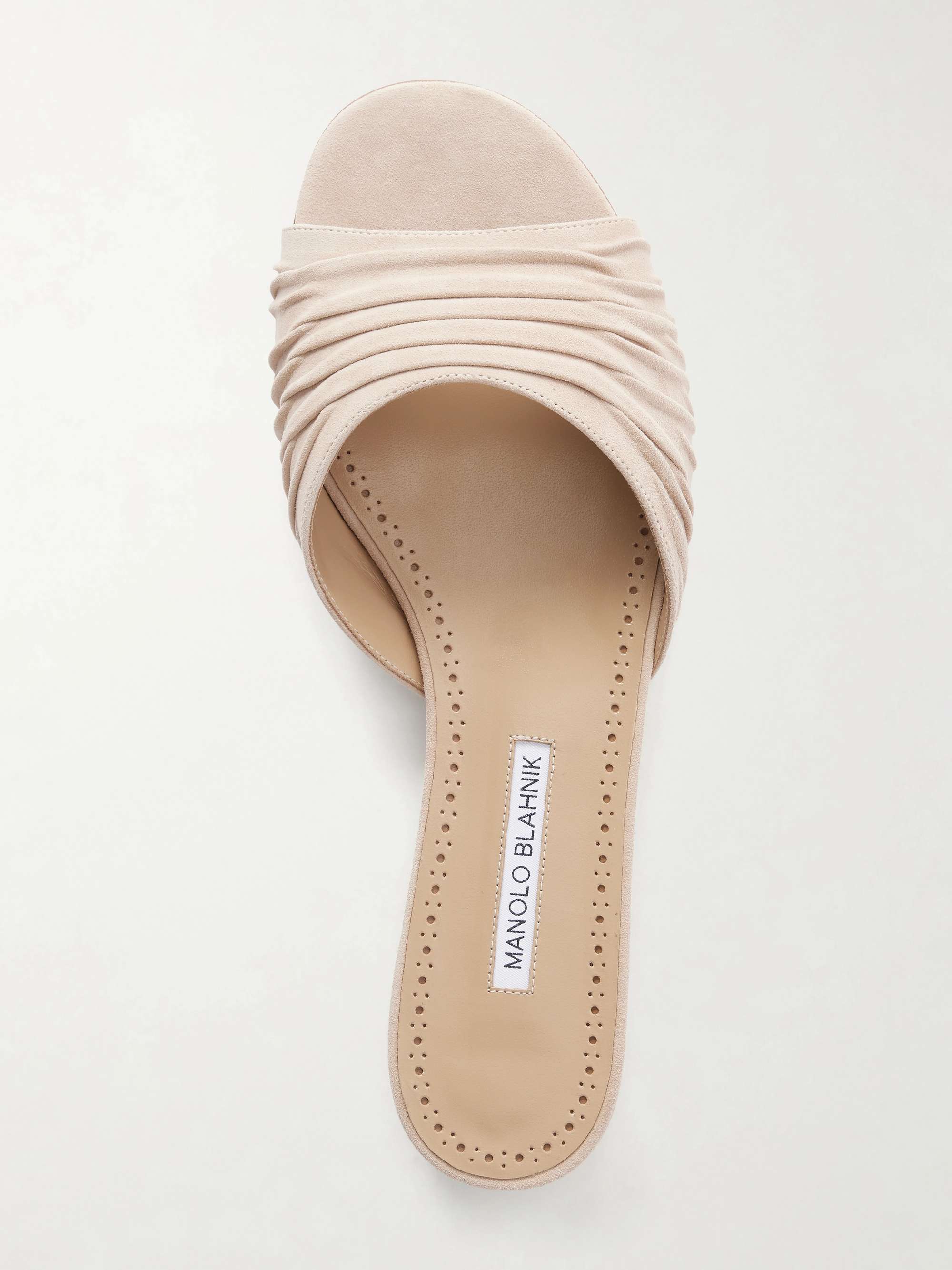 MANOLO BLAHNIK Pirua 10 pleated suede sandals | NET-A-PORTER