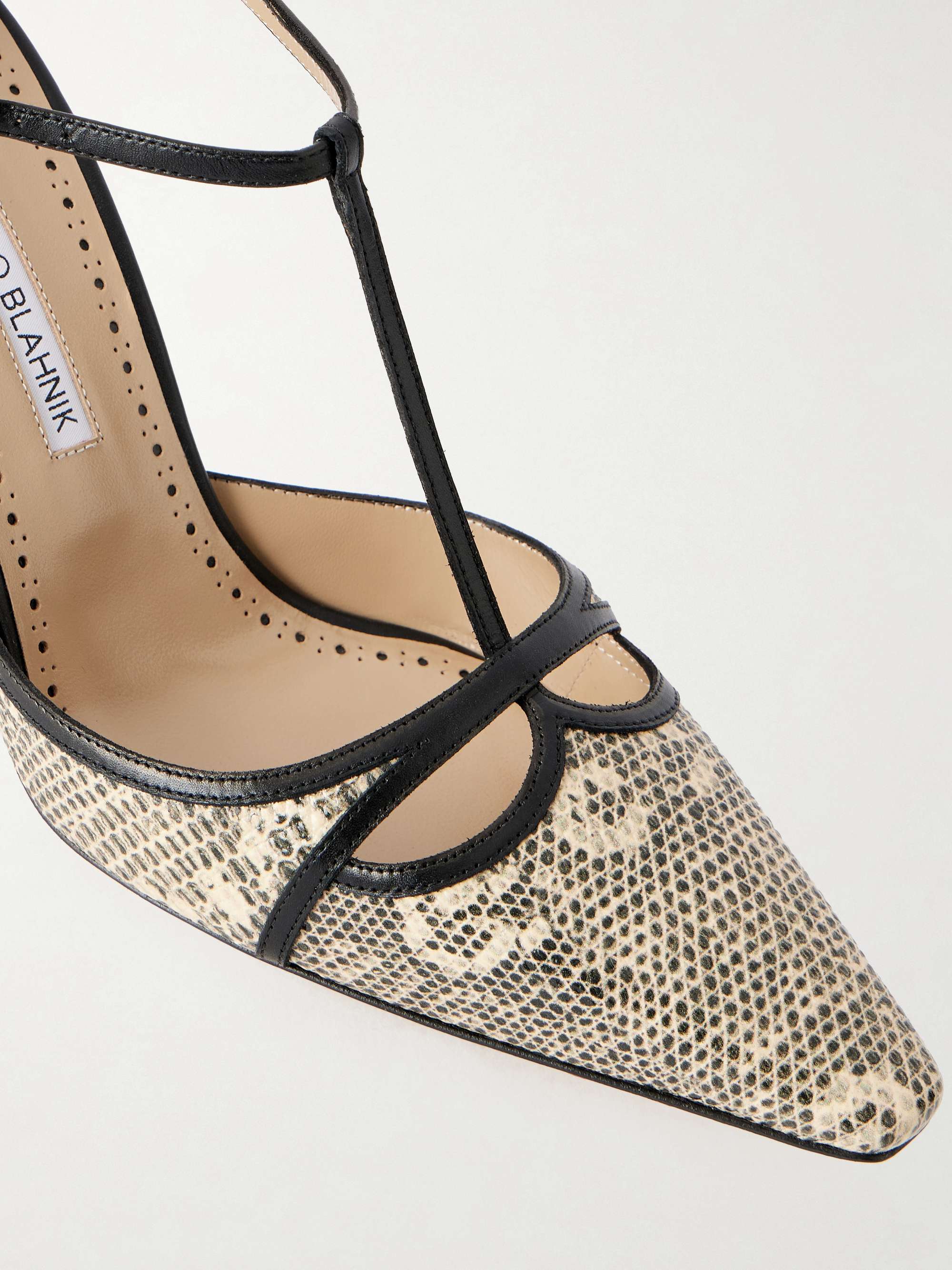 MANOLO BLAHNIK Gish 70 lizard-effect leather pumps | NET-A-PORTER
