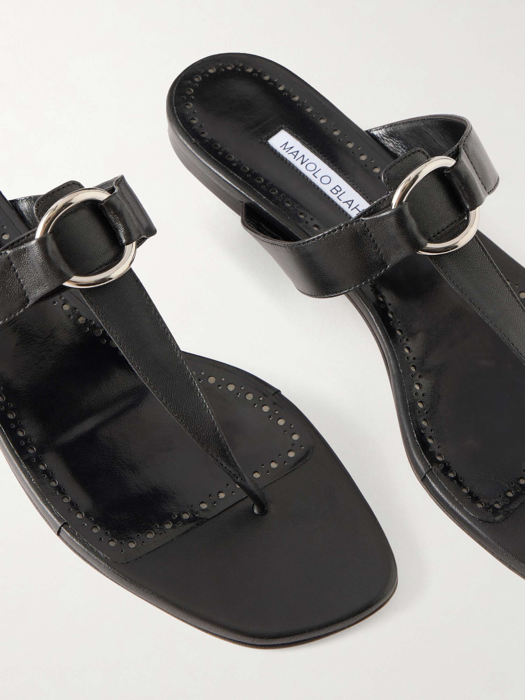 MANOLO BLAHNIK Mionasan embellished leather thong sandals | NET-A