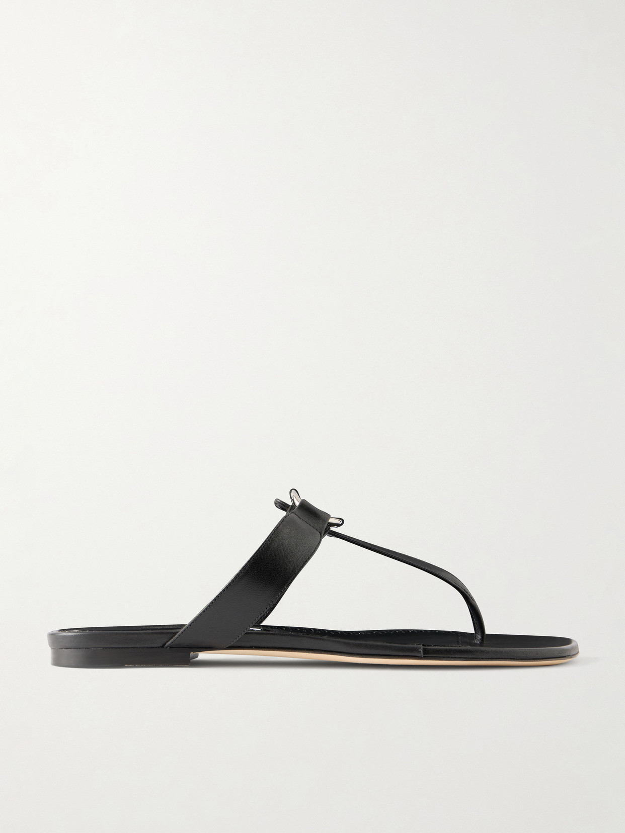 Manolo Blahnik Mionasan Embellished Leather Thong Sandals In Black