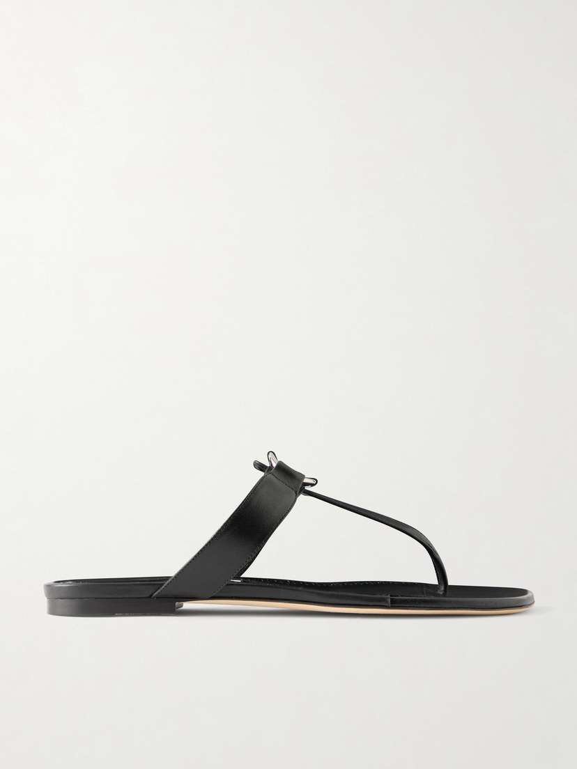 Manolo Blahnik Mionasan Embellished Leather Thong Sandals