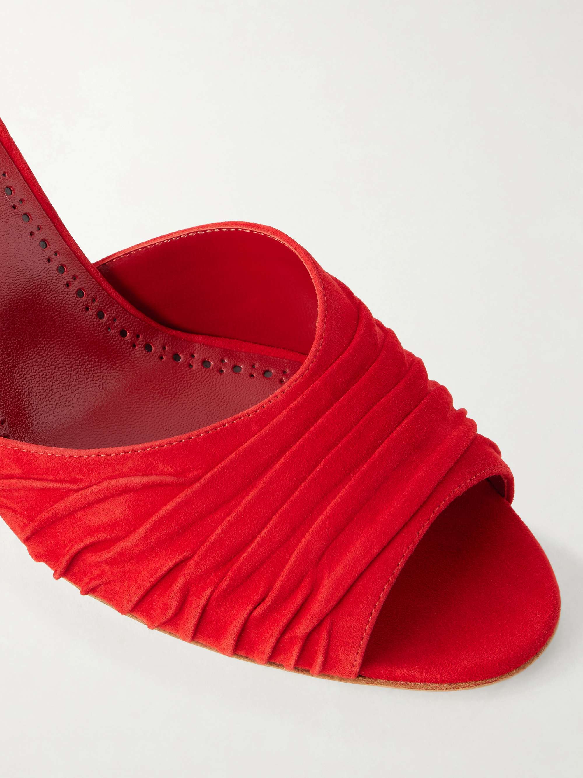 MANOLO BLAHNIK Pirua 70 ruched suede mules | NET-A-PORTER