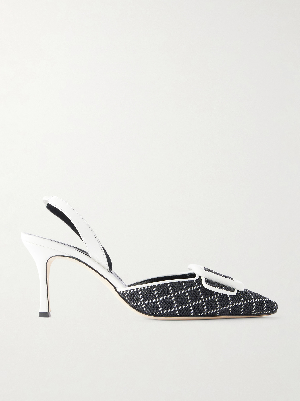 Manolo Blahnik Mayslibi 70 Woven Leather Slingback Pumps In Black