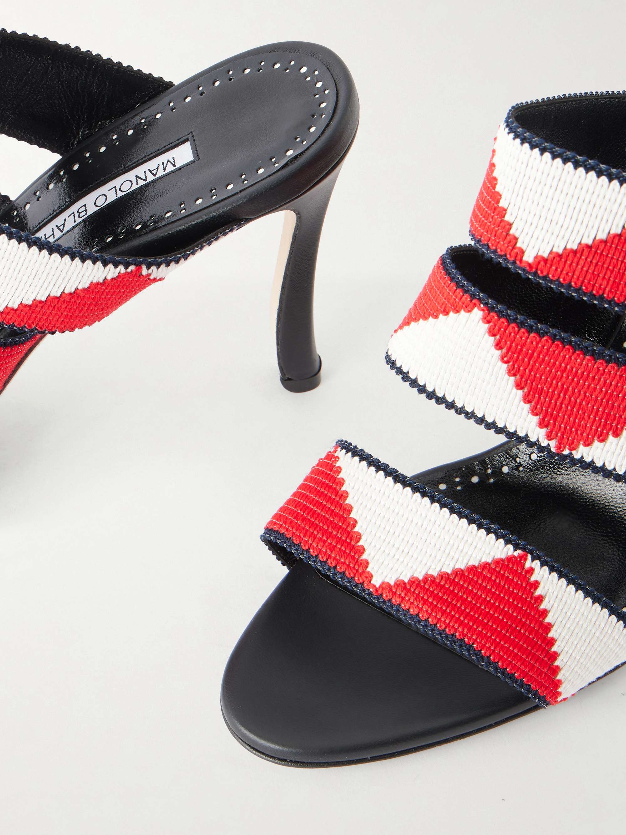 MANOLO BLAHNIK Capro 90 woven sandals | NET-A-PORTER