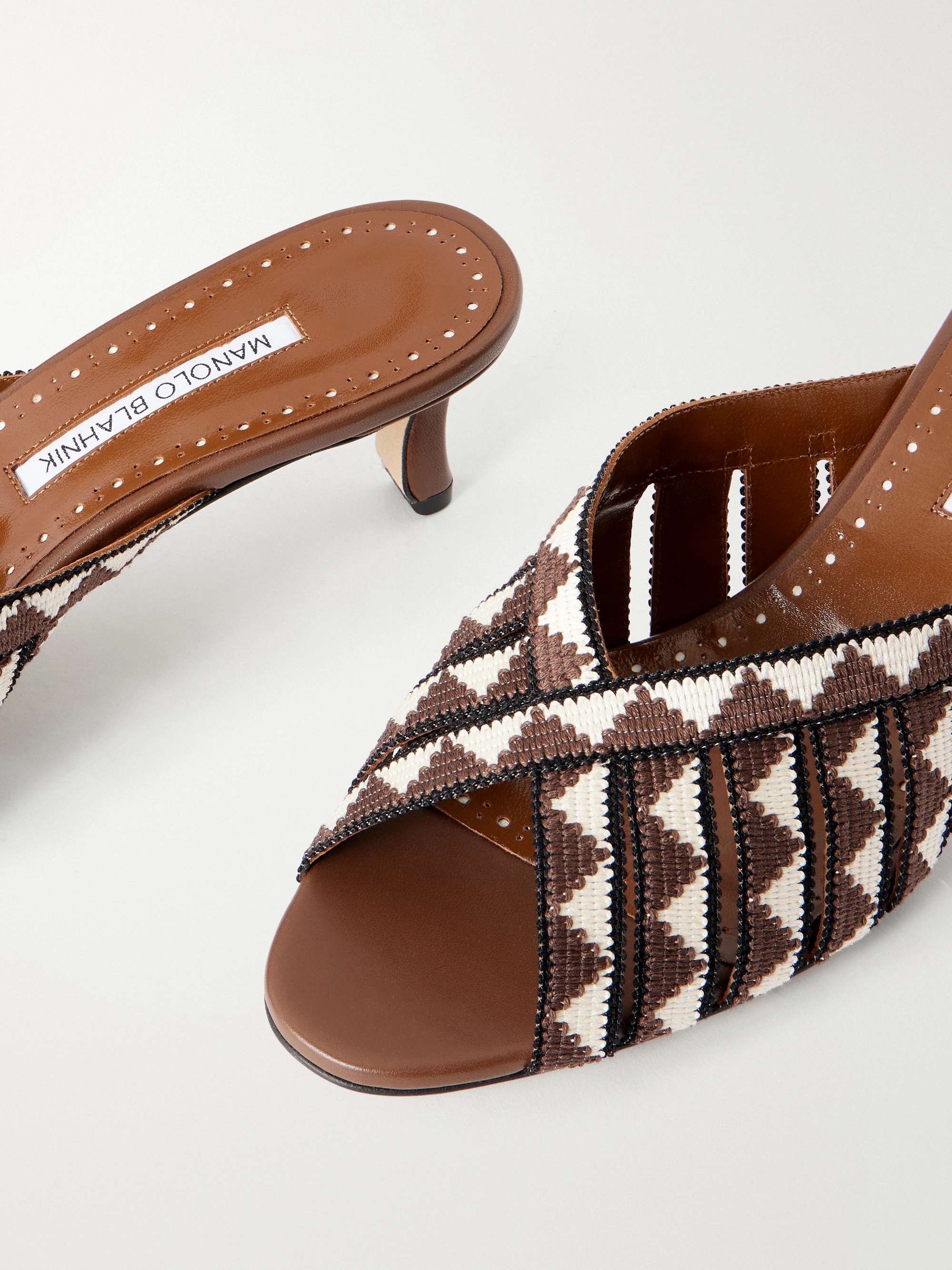 MANOLO BLAHNIK Trofesamu 50 woven leather mules | NET-A-PORTER