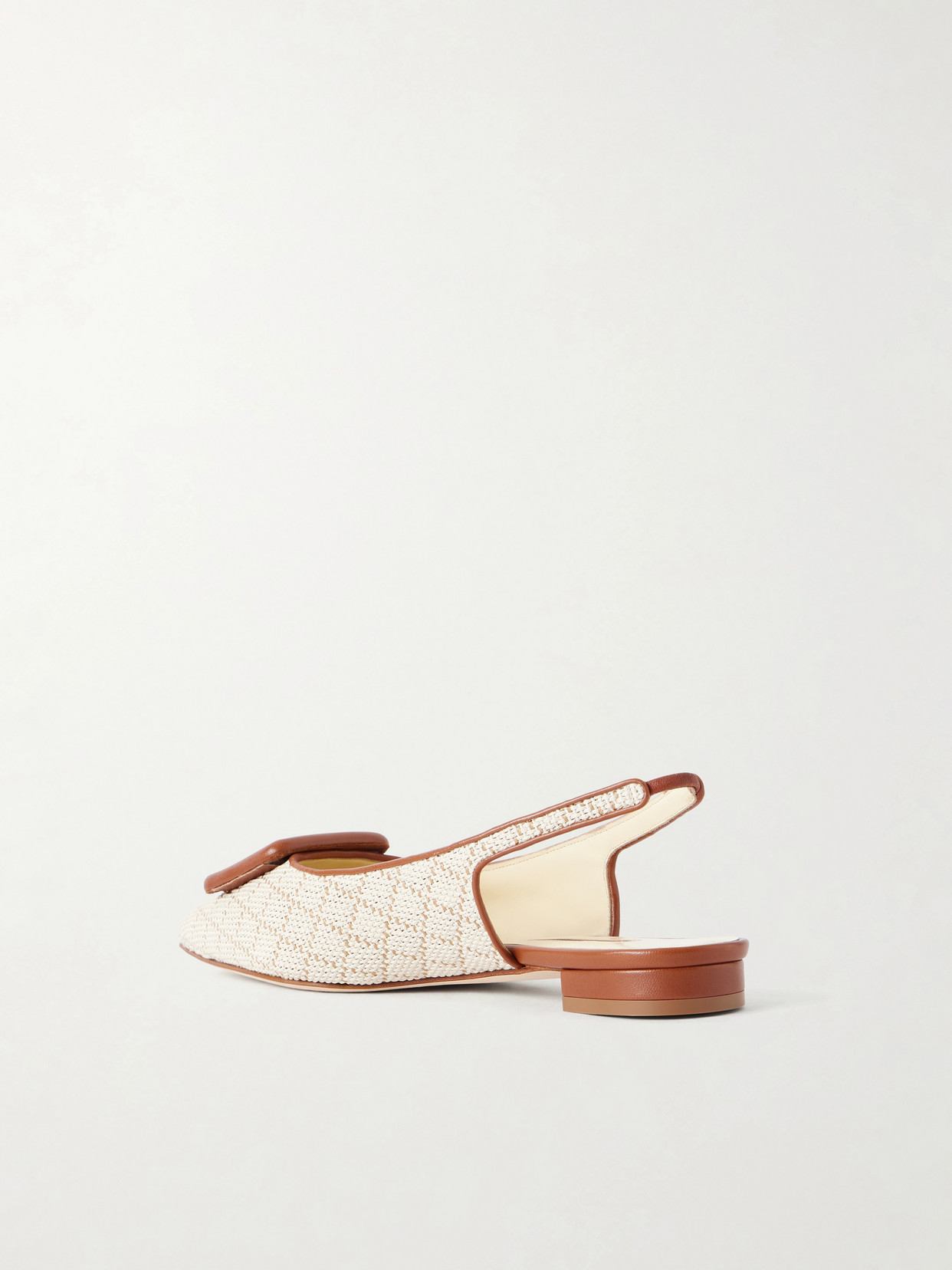 Maylurabi Buckle-Detailed Leather-Trimmed Woven Slingback