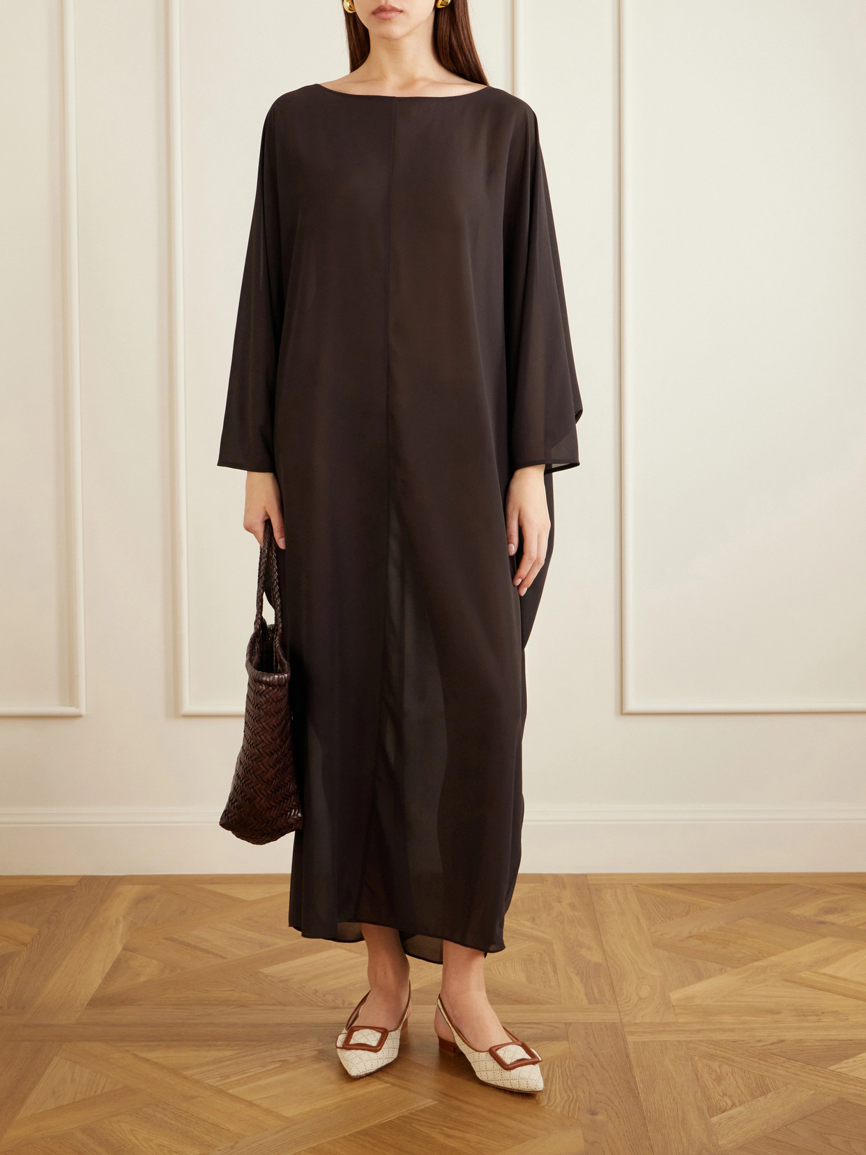 Maylurabi Buckle-Detailed Leather-Trimmed Woven Slingback
