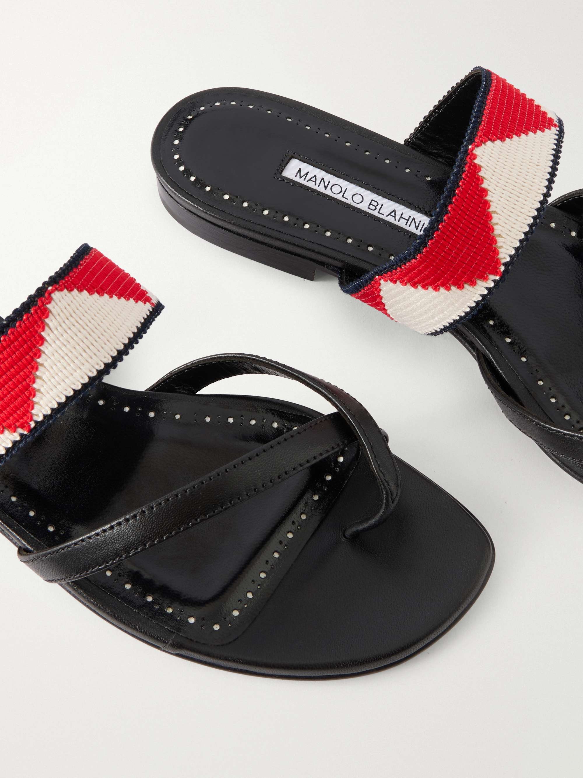 MANOLO BLAHNIK Susastra 10 leather woven sandals | NET-A-PORTER