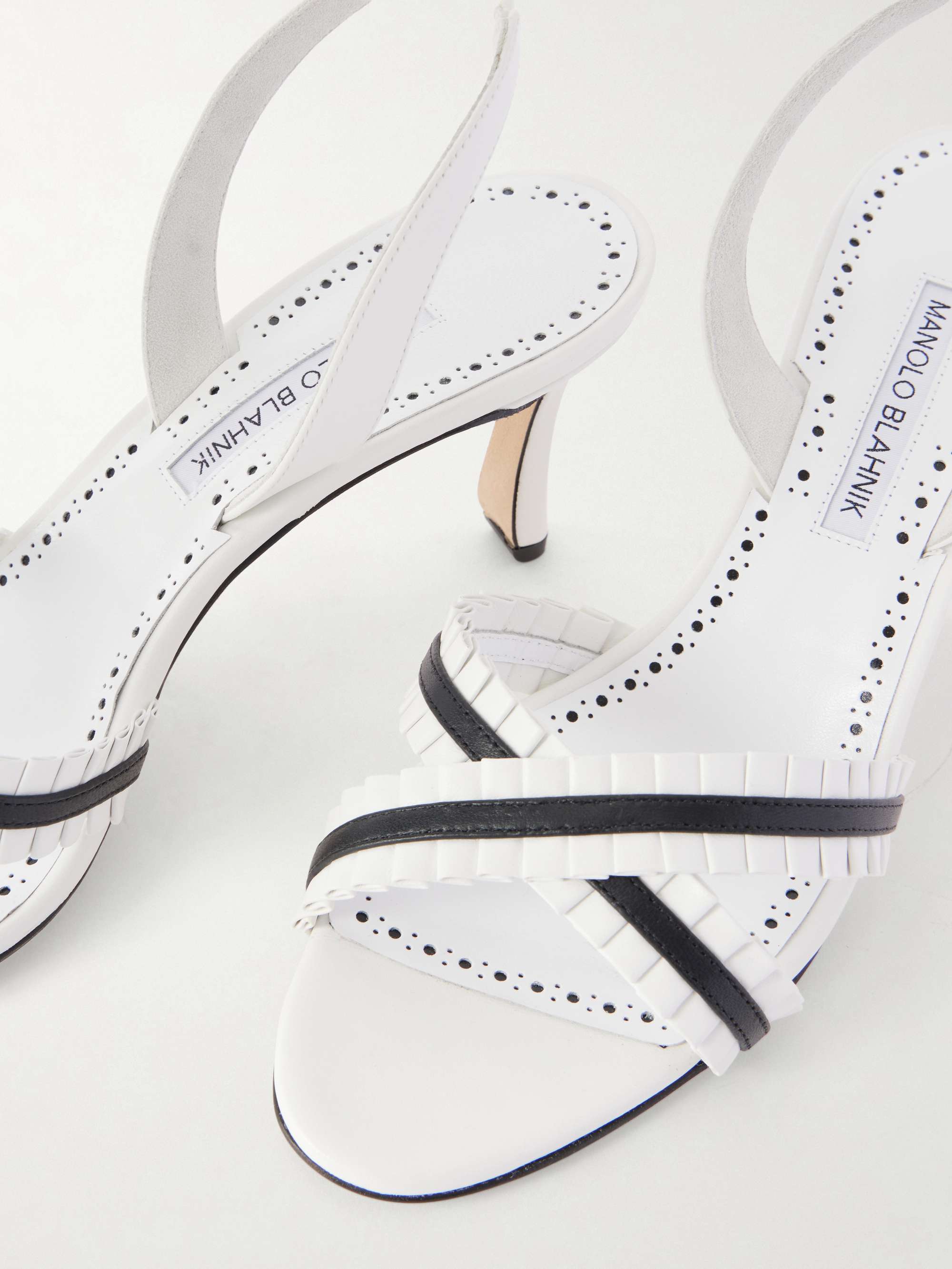 MANOLO BLAHNIK Volusan 70 ruffled leather sandals | NET-A-PORTER