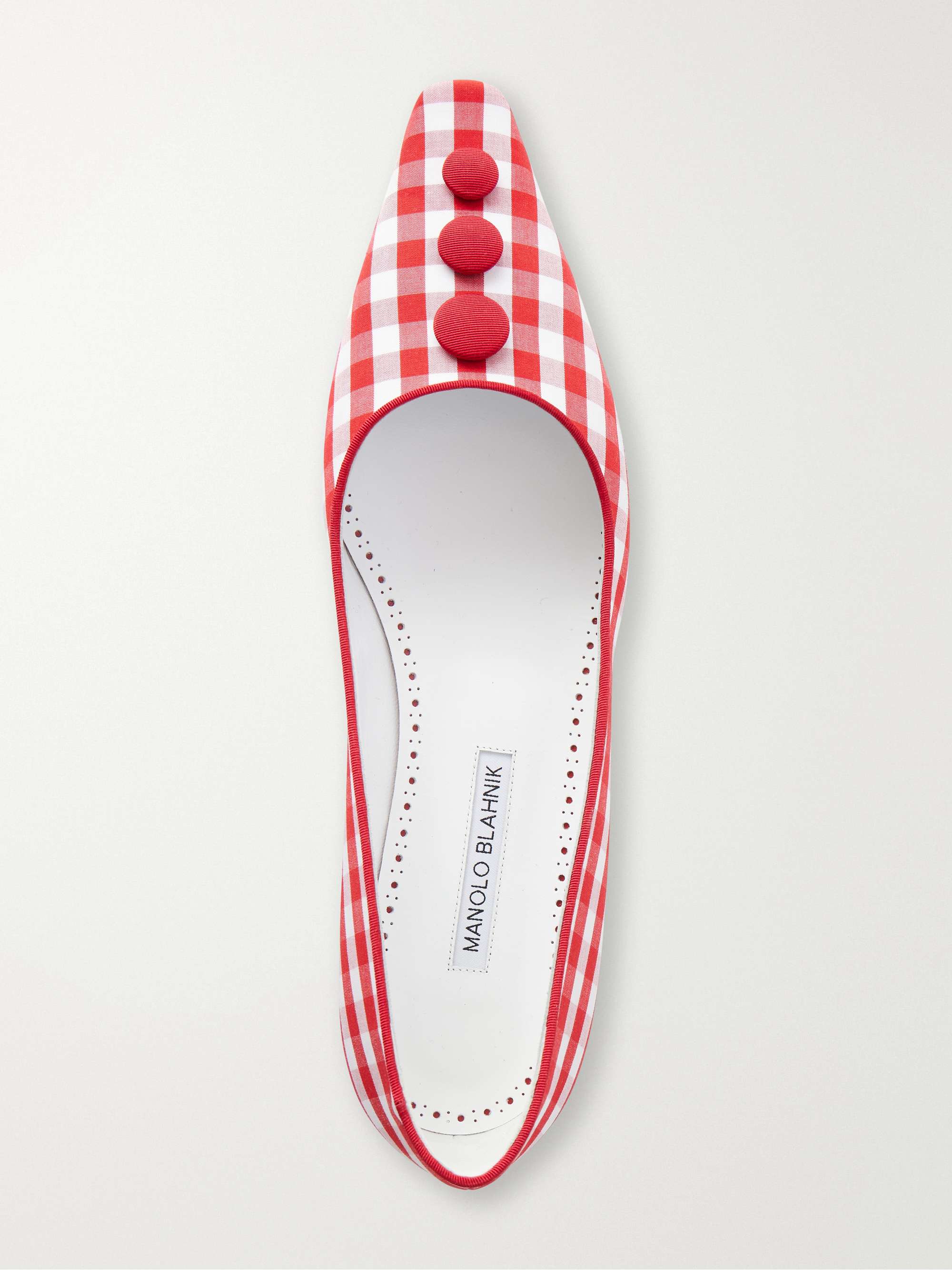MANOLO BLAHNIK Alexa embellished gingham woven ballet flats | NET