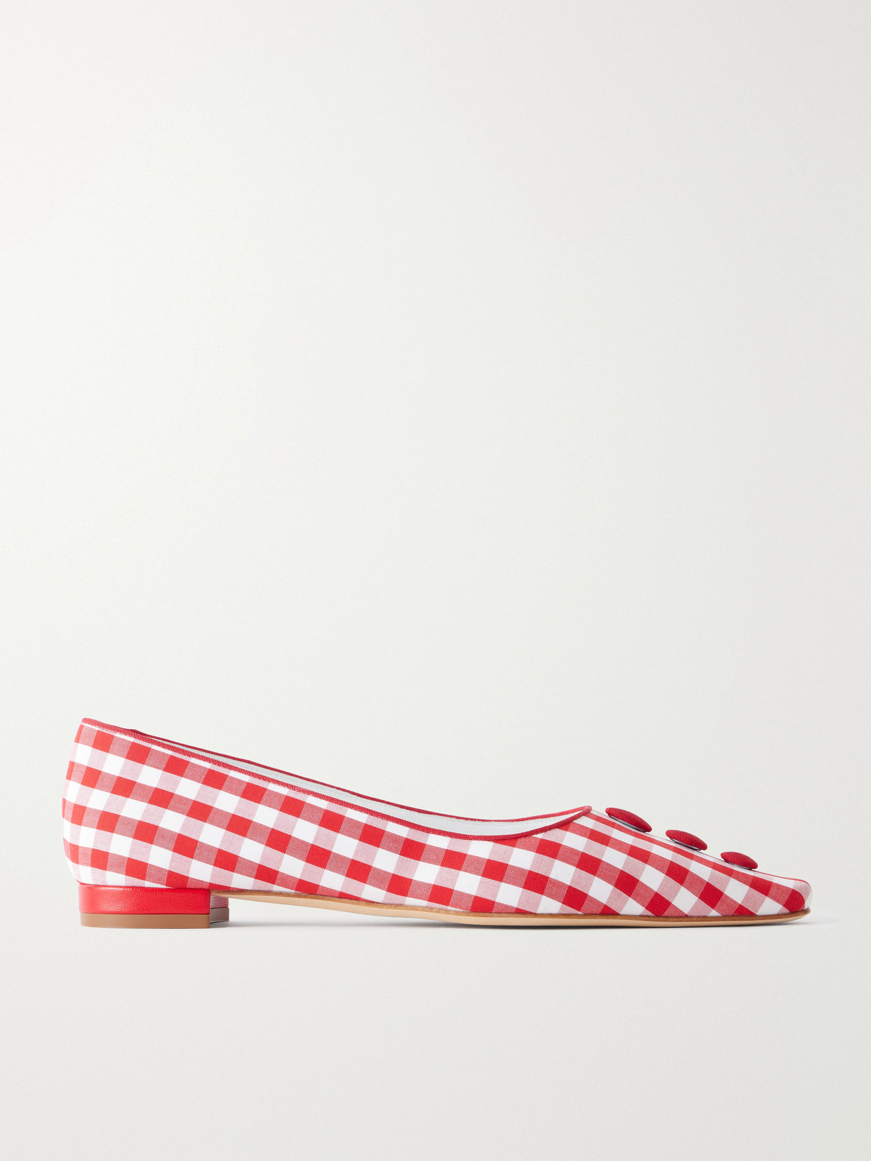 Manolo Blahnik Alexa Checked Woven Ballet Flats In Red