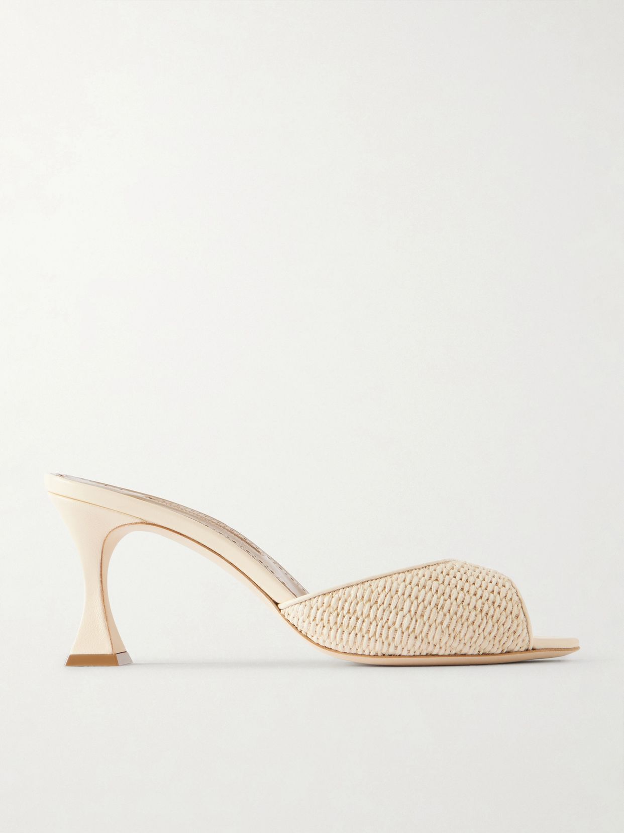 Jadara 70 leather-trimmed raffia mules