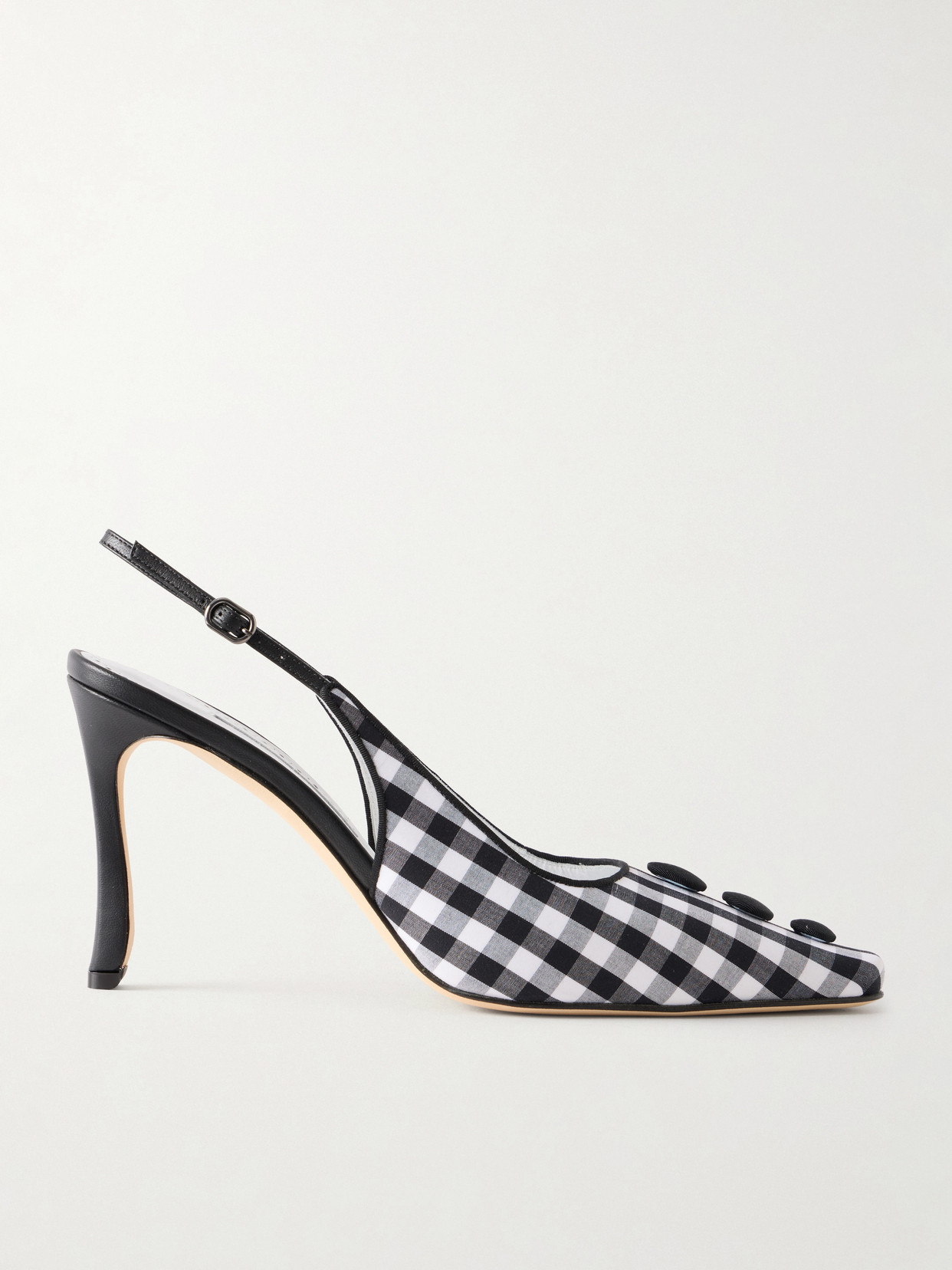 Manolo Blahnik - Alexa 90 Embellished Gingham Woven Pumps - Black