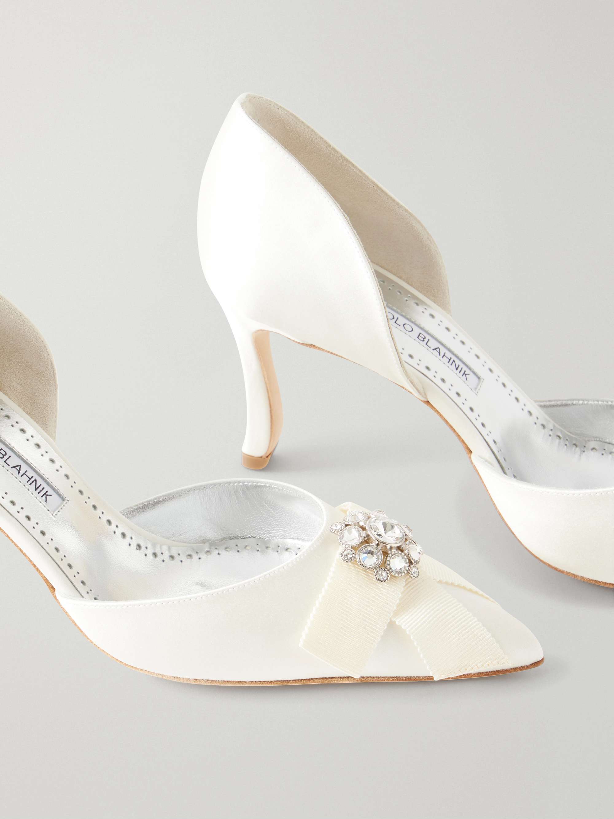 MANOLO BLAHNIK Apidosa 70 embellished satin pumps | NET-A-PORTER