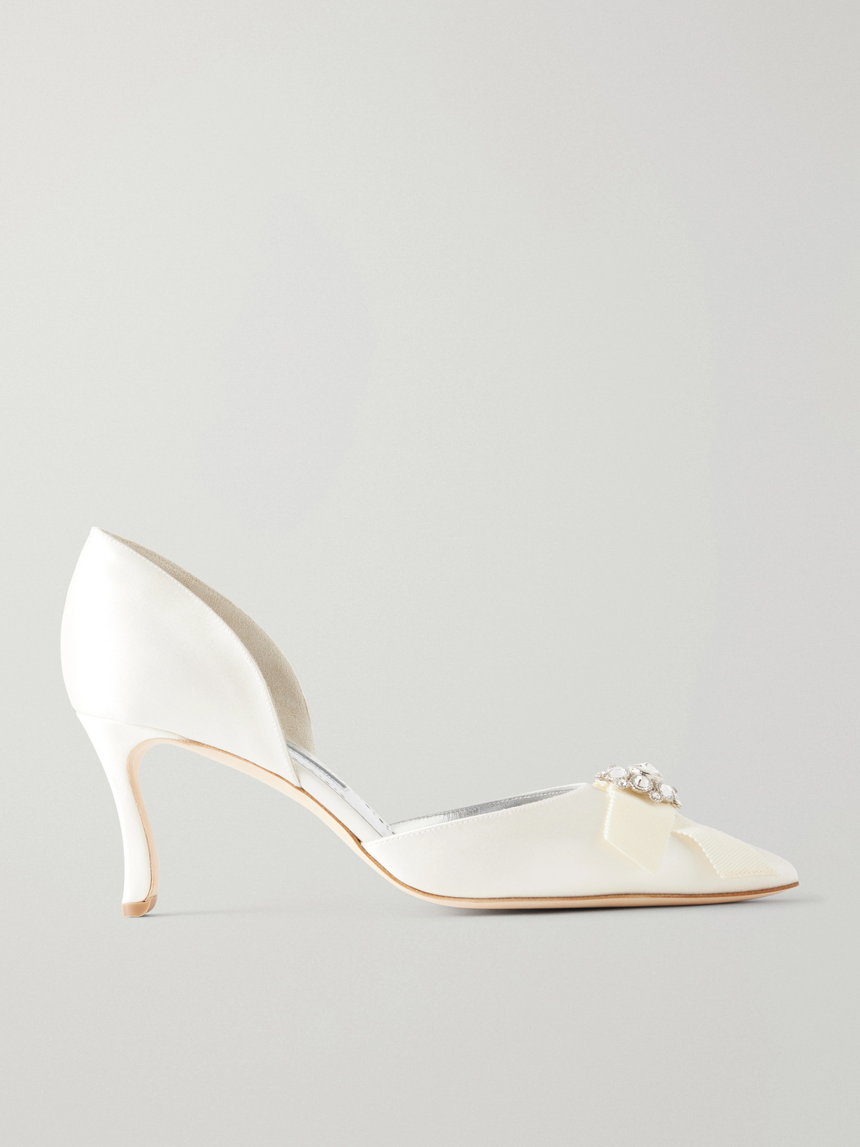 Manolo Blahnik Apidosa 70 Embellished Satin Pumps In White