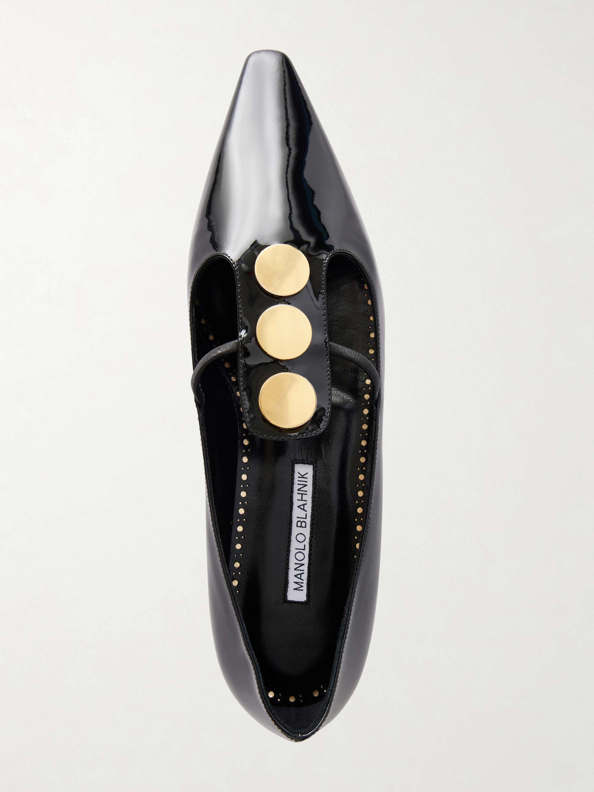 MANOLO BLAHNIK Khafre embellished patent-leather flats | NET-A-PORTER