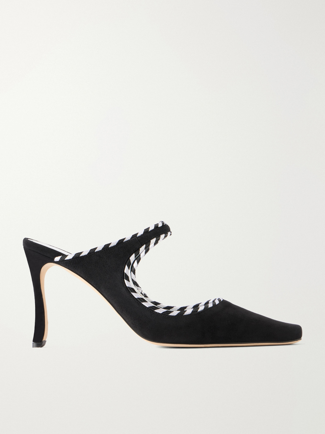 Manolo Blahnik - Pura 90 Suede Mules - Black