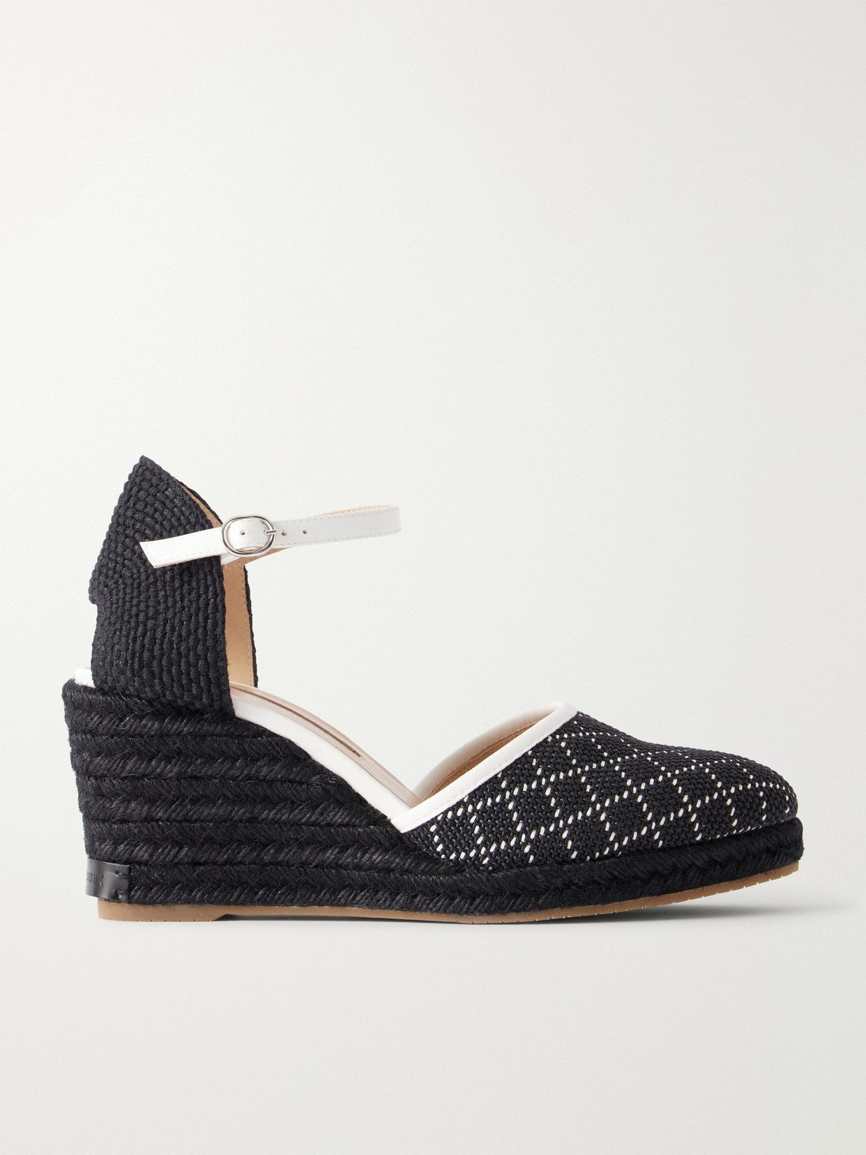 Manolo Blahnik Espadrahi 90 Leather-trimmed Woven Canvas Espadrille Pumps In Black