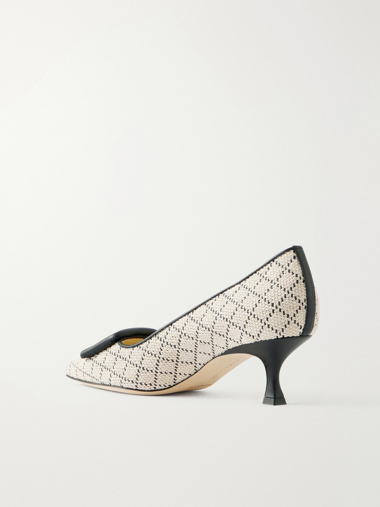 Maysale 50 Buckled Leather-Trimmed Raffia Pumps