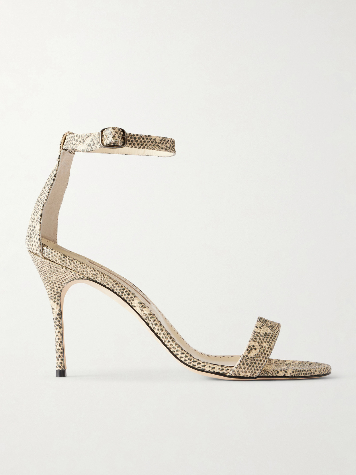 Manolo Blahnik Chaos 90 Snake-effect Leather Sandals In Multi