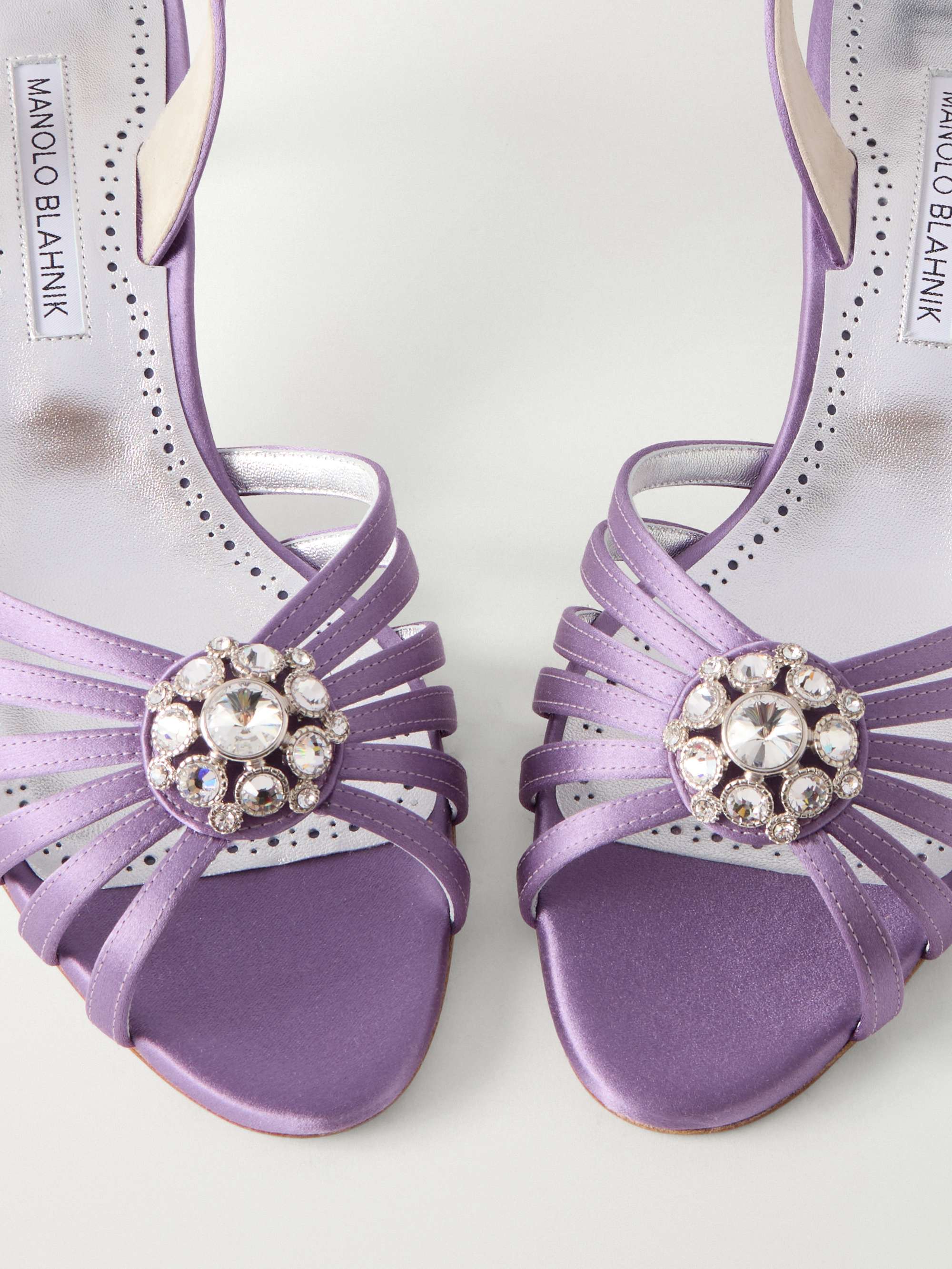 MANOLO BLAHNIK Fulmasli 75 crystal-embellished satin sandals | NET