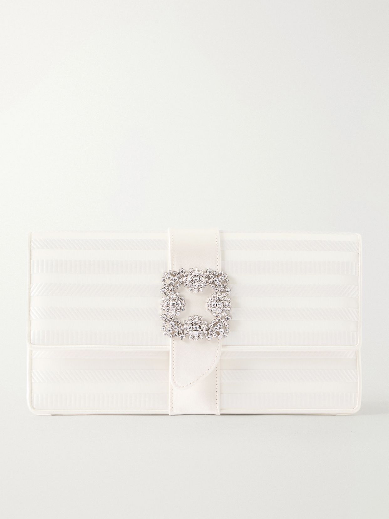 Capri crystal-embellished silk-jacquard clutch