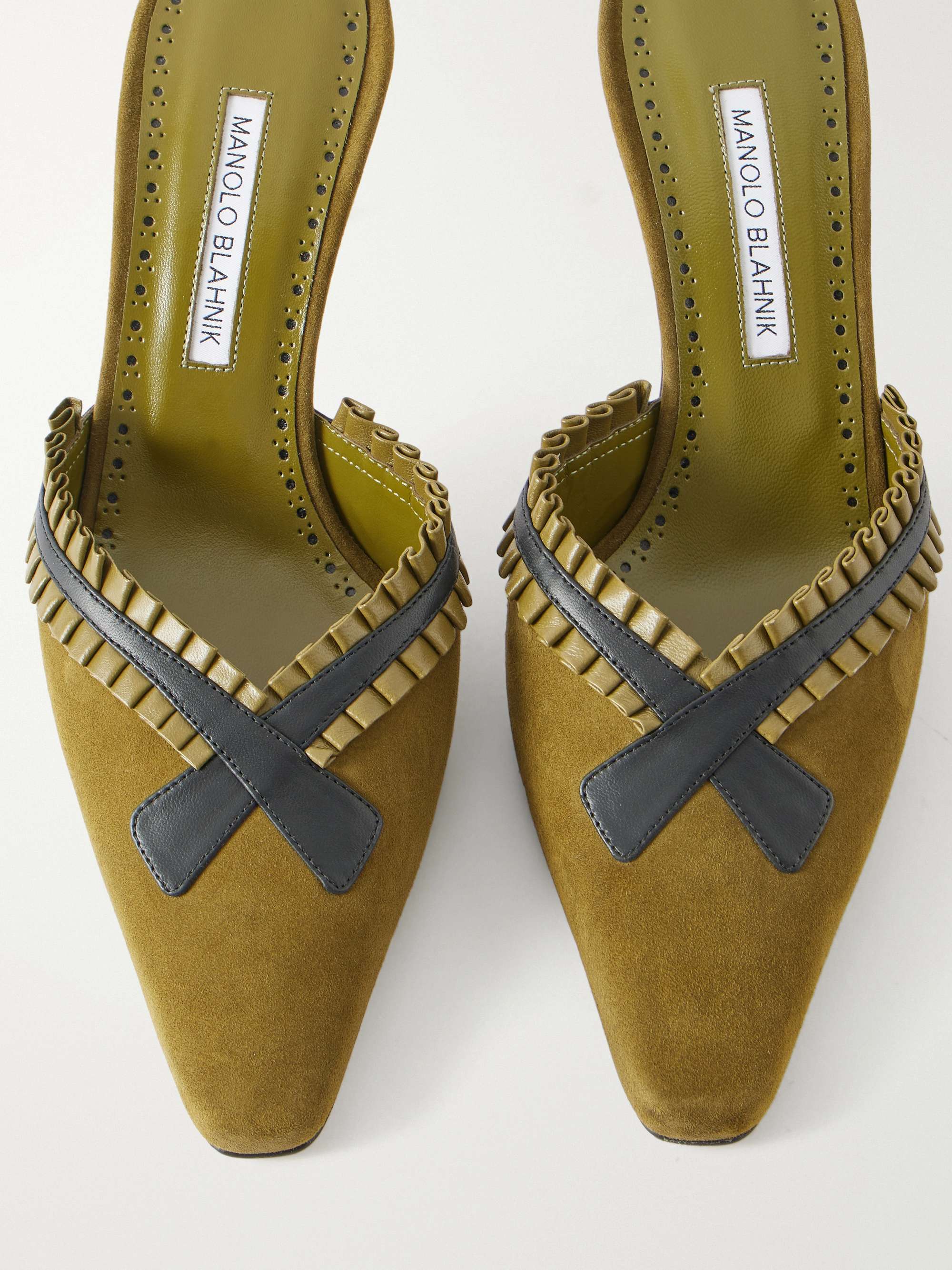MANOLO BLAHNIK Voluptia 70 embellished suede mules | NET-A-PORTER