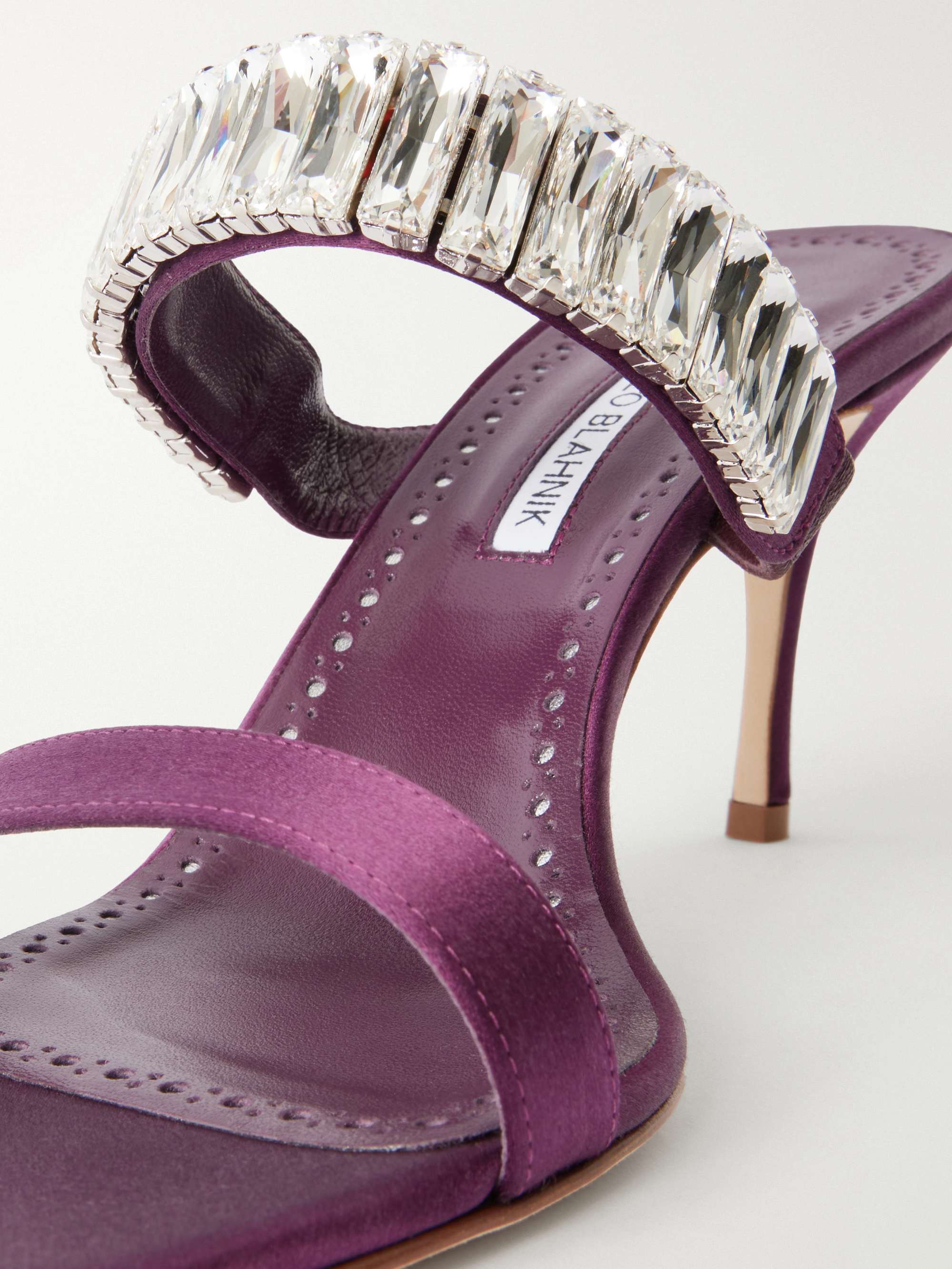MANOLO BLAHNIK Sakobay 70 crystal-embellished satin sandals | NET
