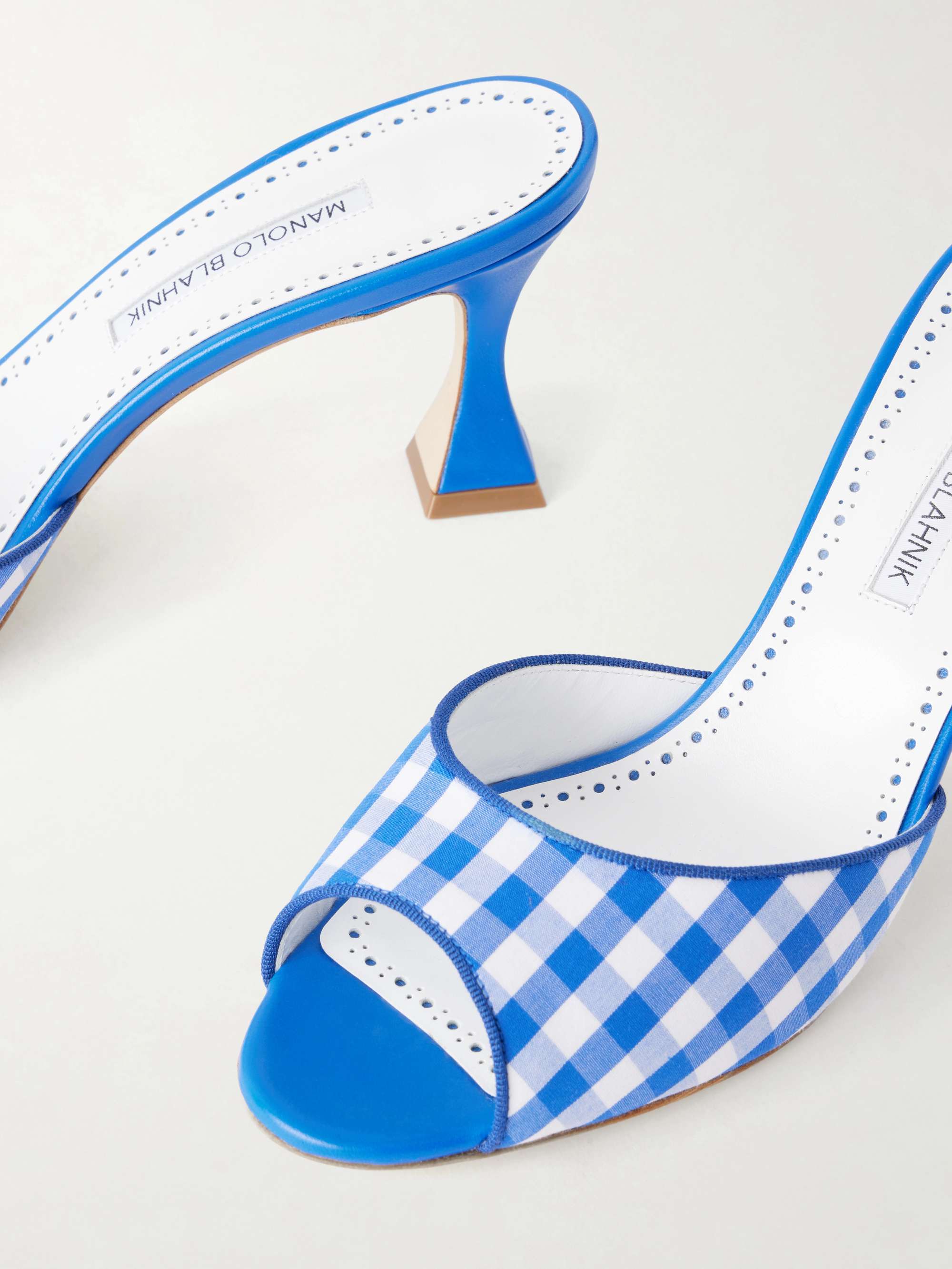 MANOLO BLAHNIK Jadara 70 checked woven mules | NET-A-PORTER