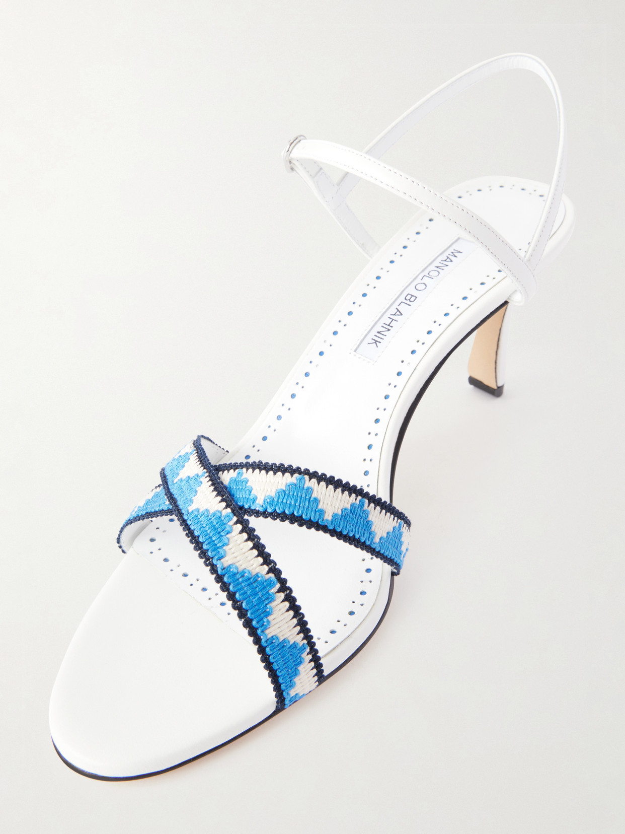 Popeyana Leather-Trimmed Woven Sandals
