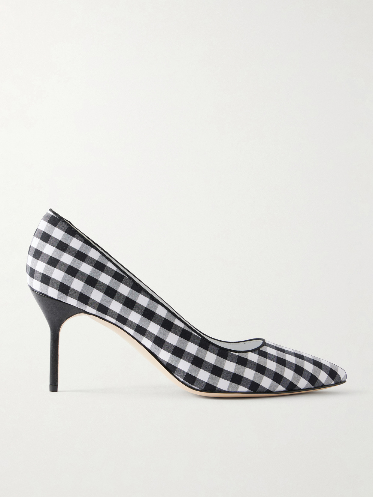 Manolo Blahnik Bb 70 Checked Woven Pumps In Black