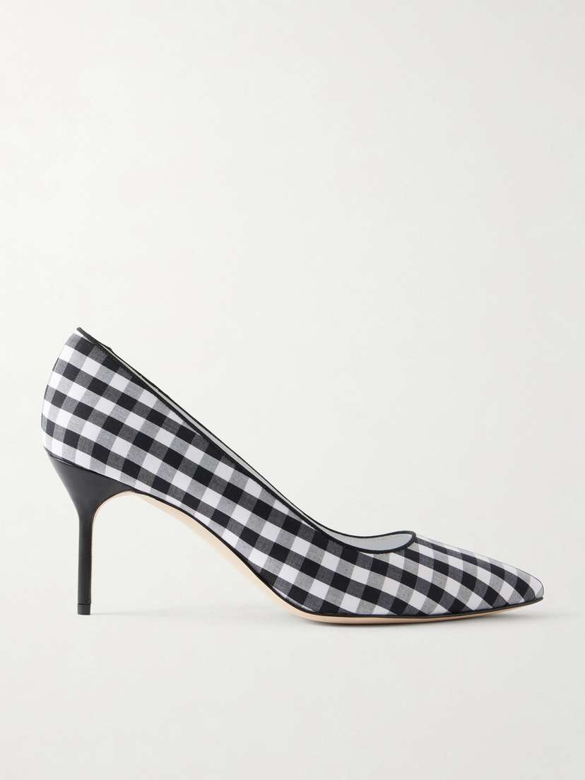 Manolo Blahnik Bb 70 Checked Woven Pumps | Thumbnail 6