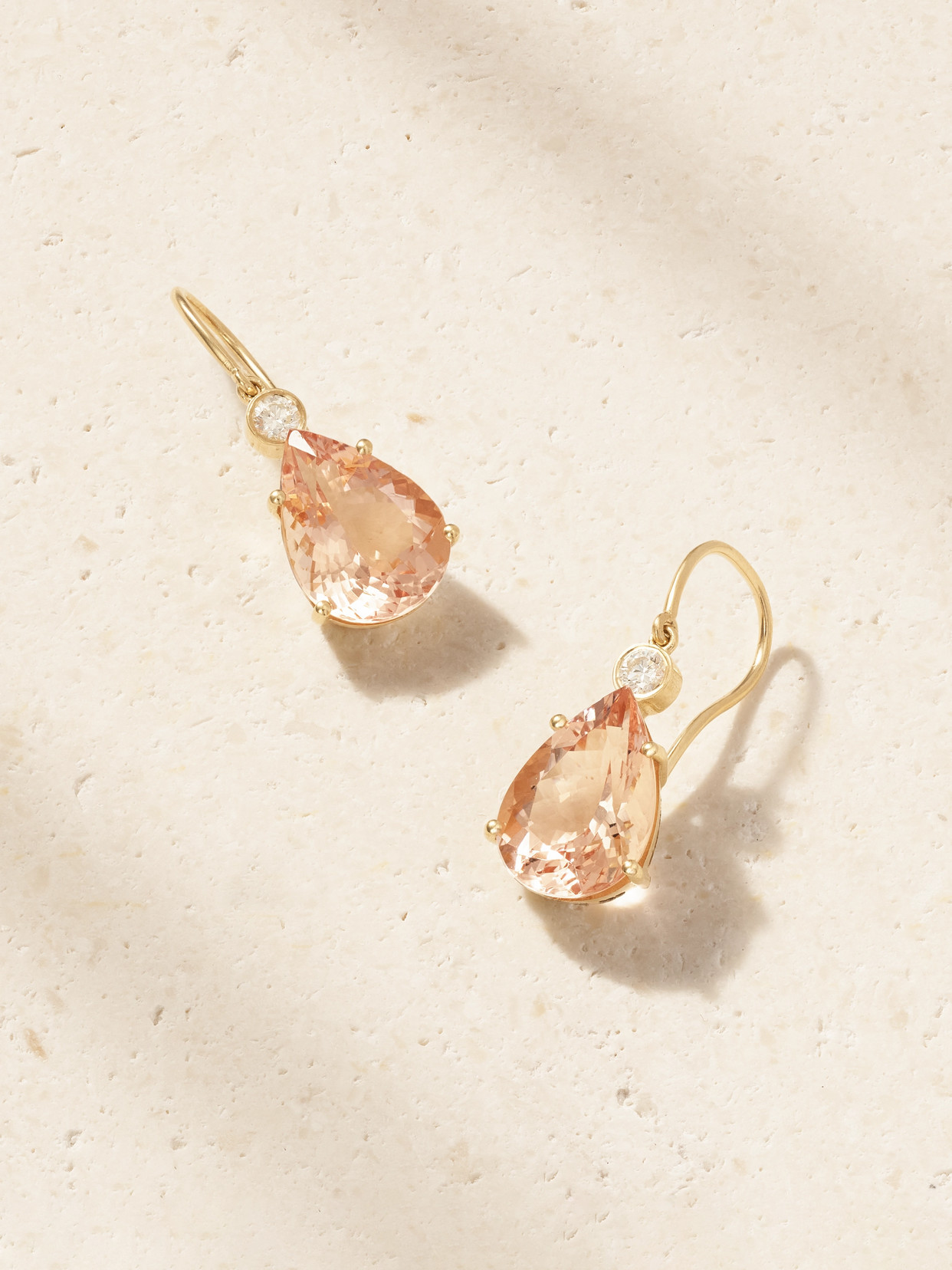 Ileana Makri 14-karat Gold, Morganite And Diamond Earrings In Red