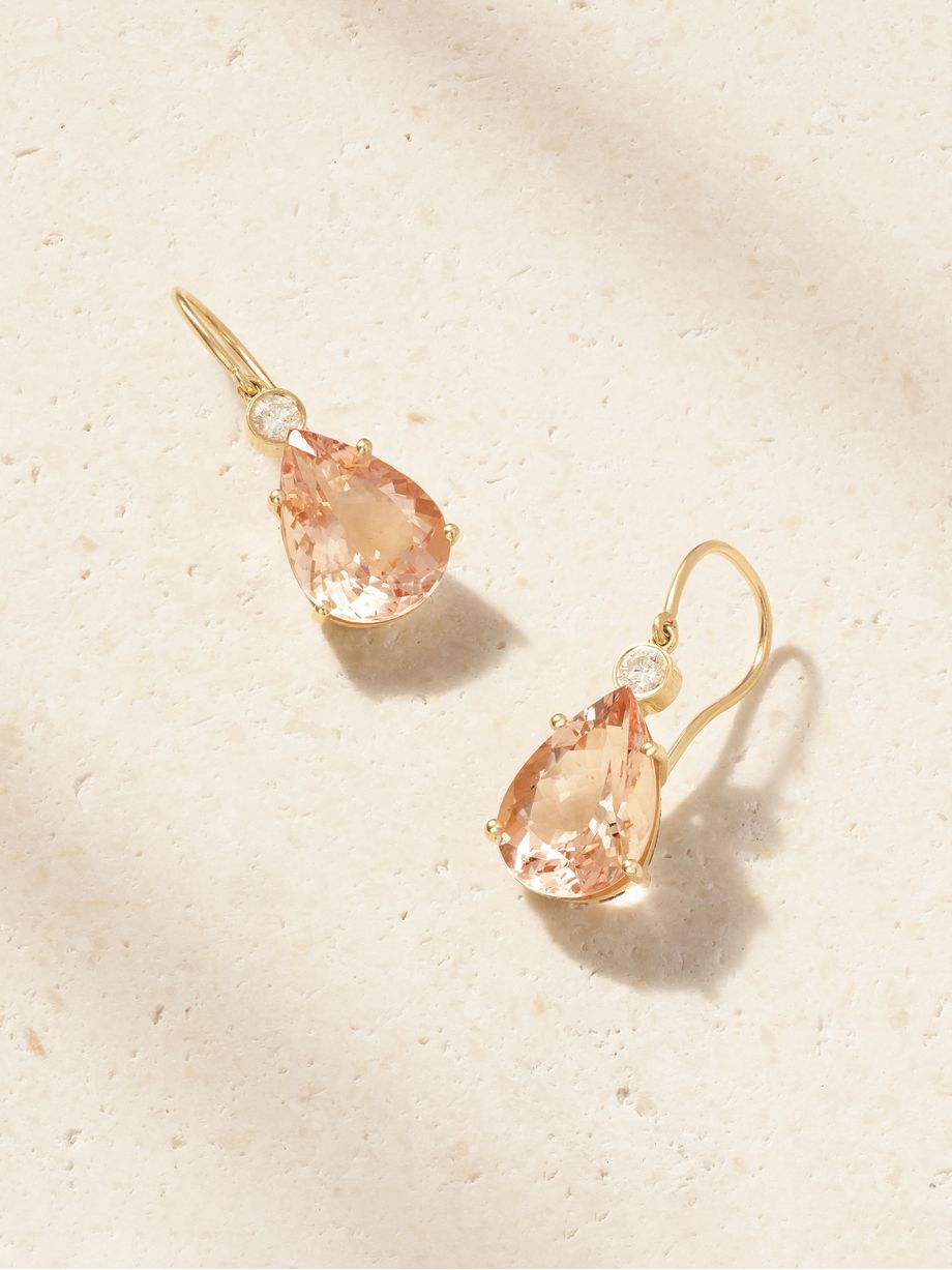 14-karat gold, morganite and diamond earrings