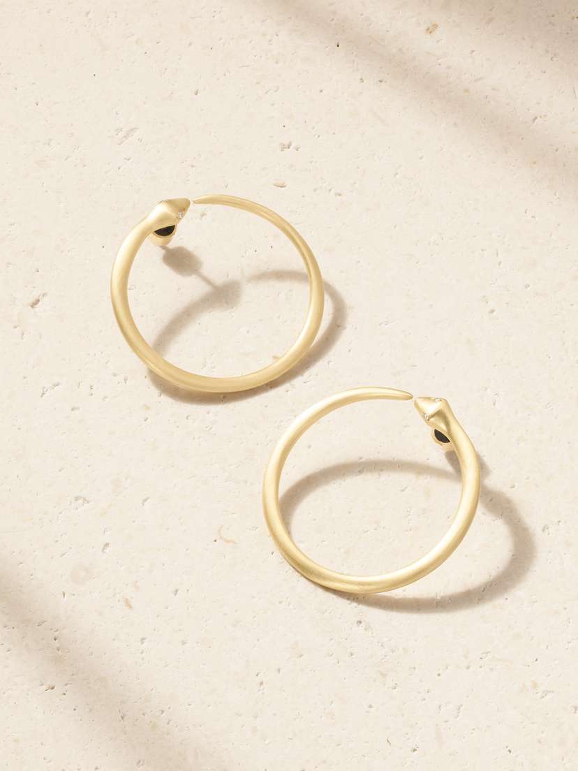 Ileana Makri Snake 18-karat Gold Diamond Hoop Earrings