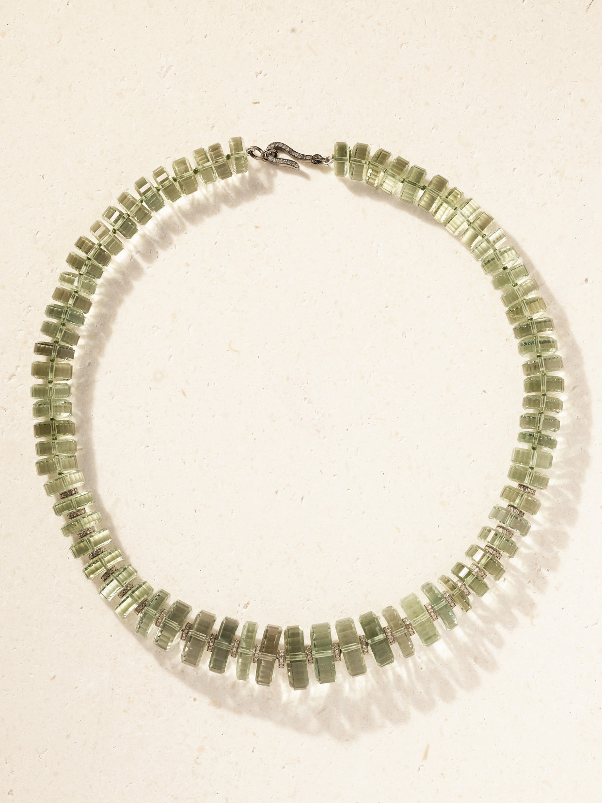 Ileana Makri Aura 18-karat White Gold, Sterling Silver, Amethyst And Diamond Necklace In Green