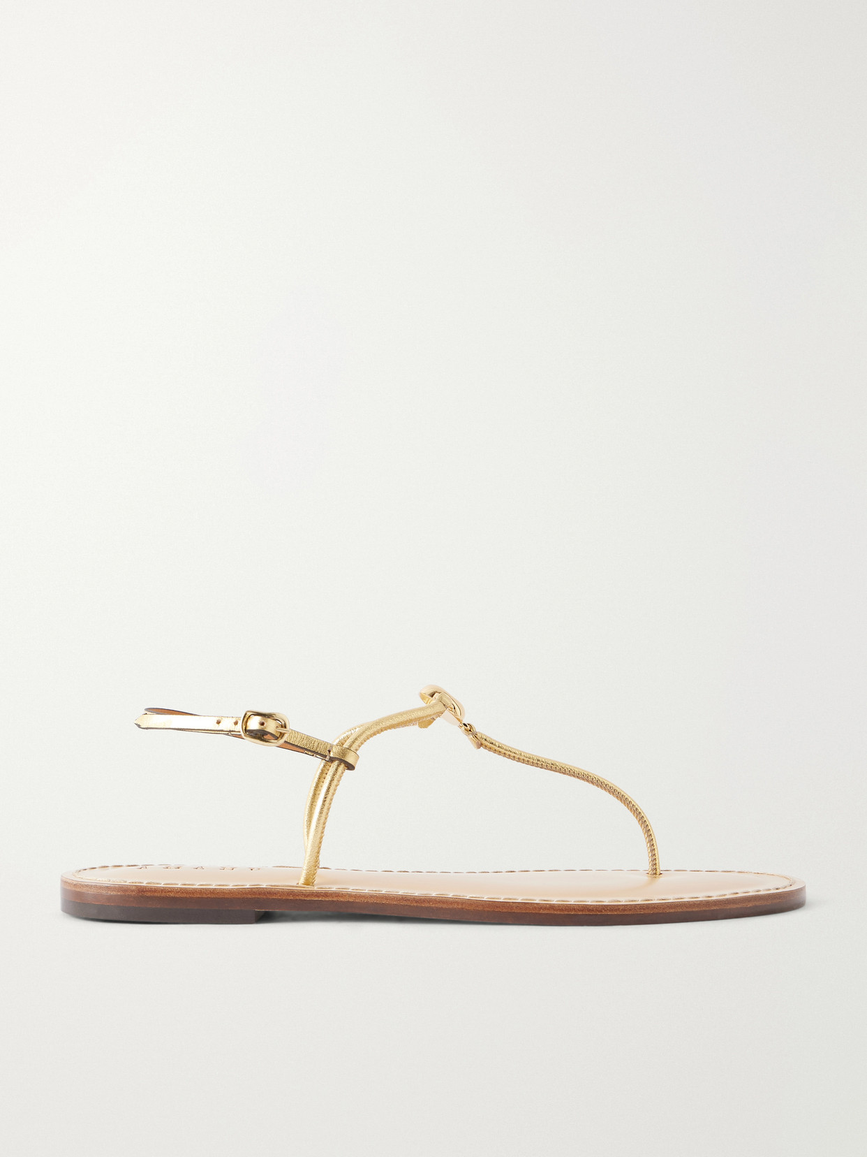 AMANU - The Naivasha Embellished Leather Sandals - Gold