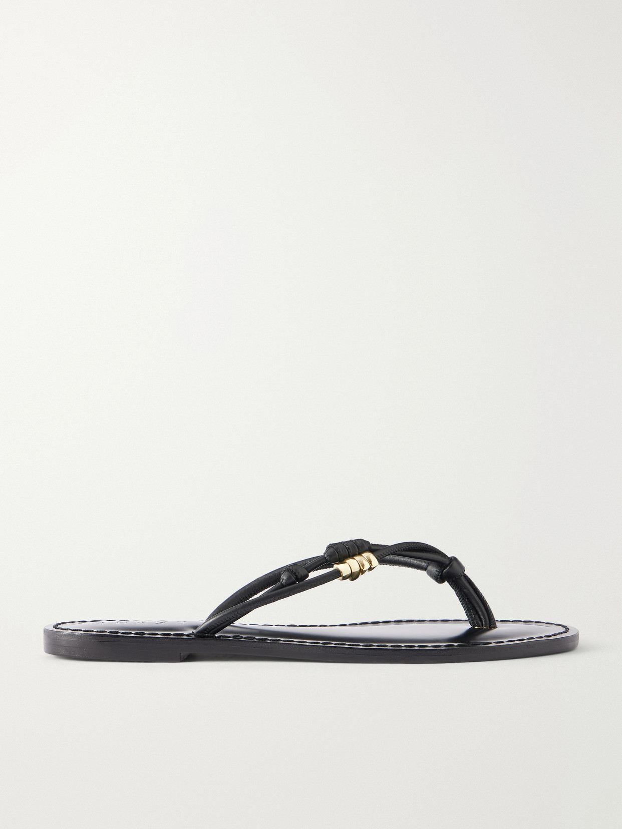 AMANU - The Kiwayu Embellished Leather Sandals - Black