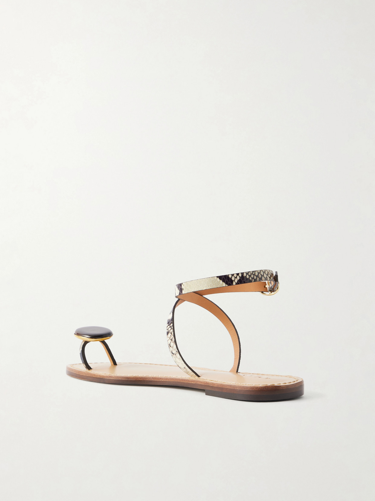The Kigali Embellished Snake-Effect Flats