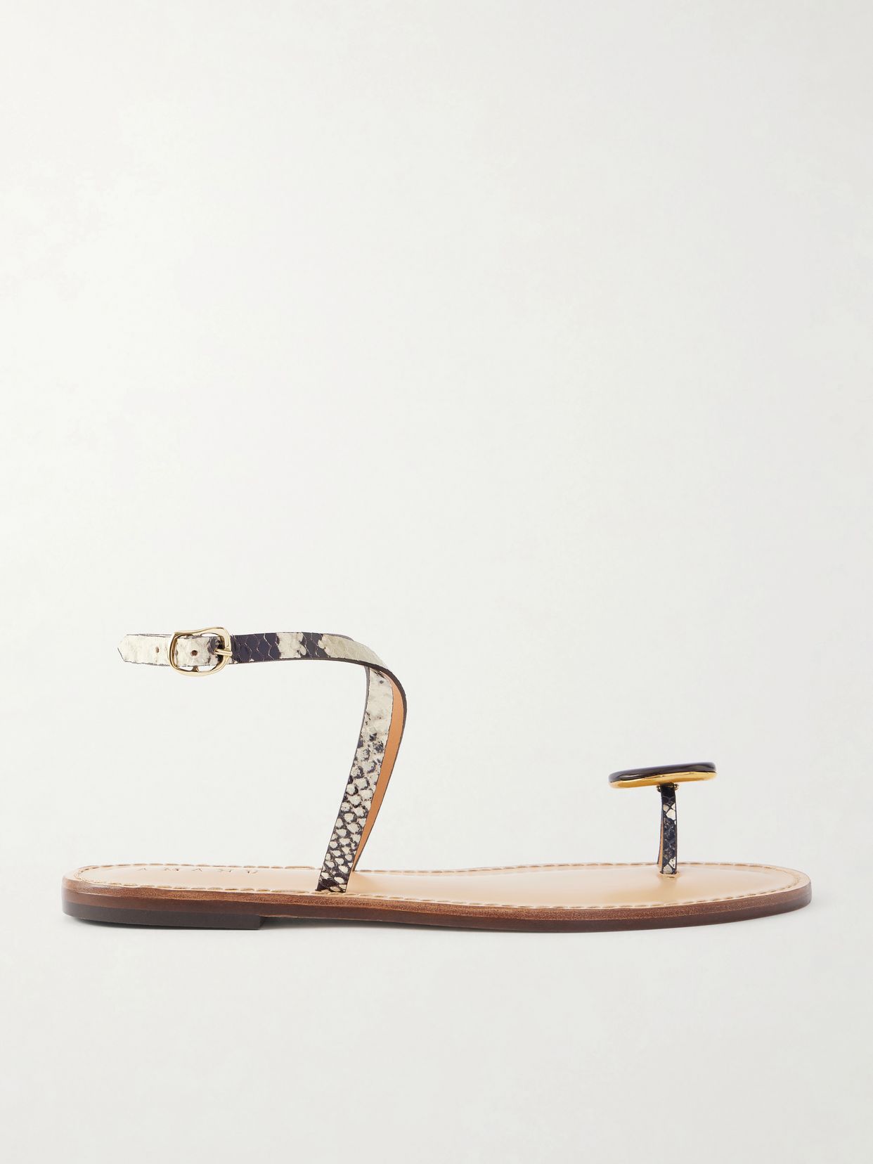 The Kigali embellished snake-effect leather flats