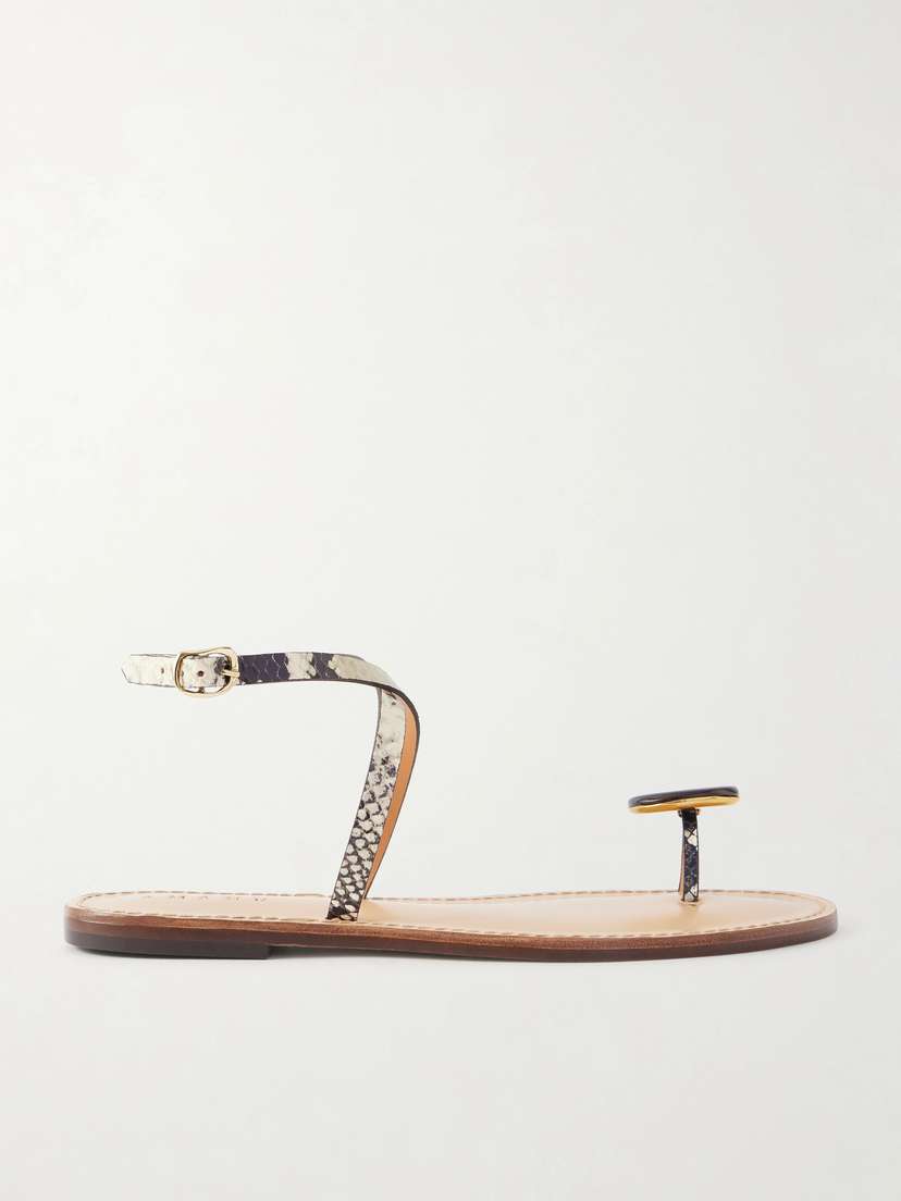 AMANU The Kigali Embellished Snake-effect Leather Flats | Thumbnail 6