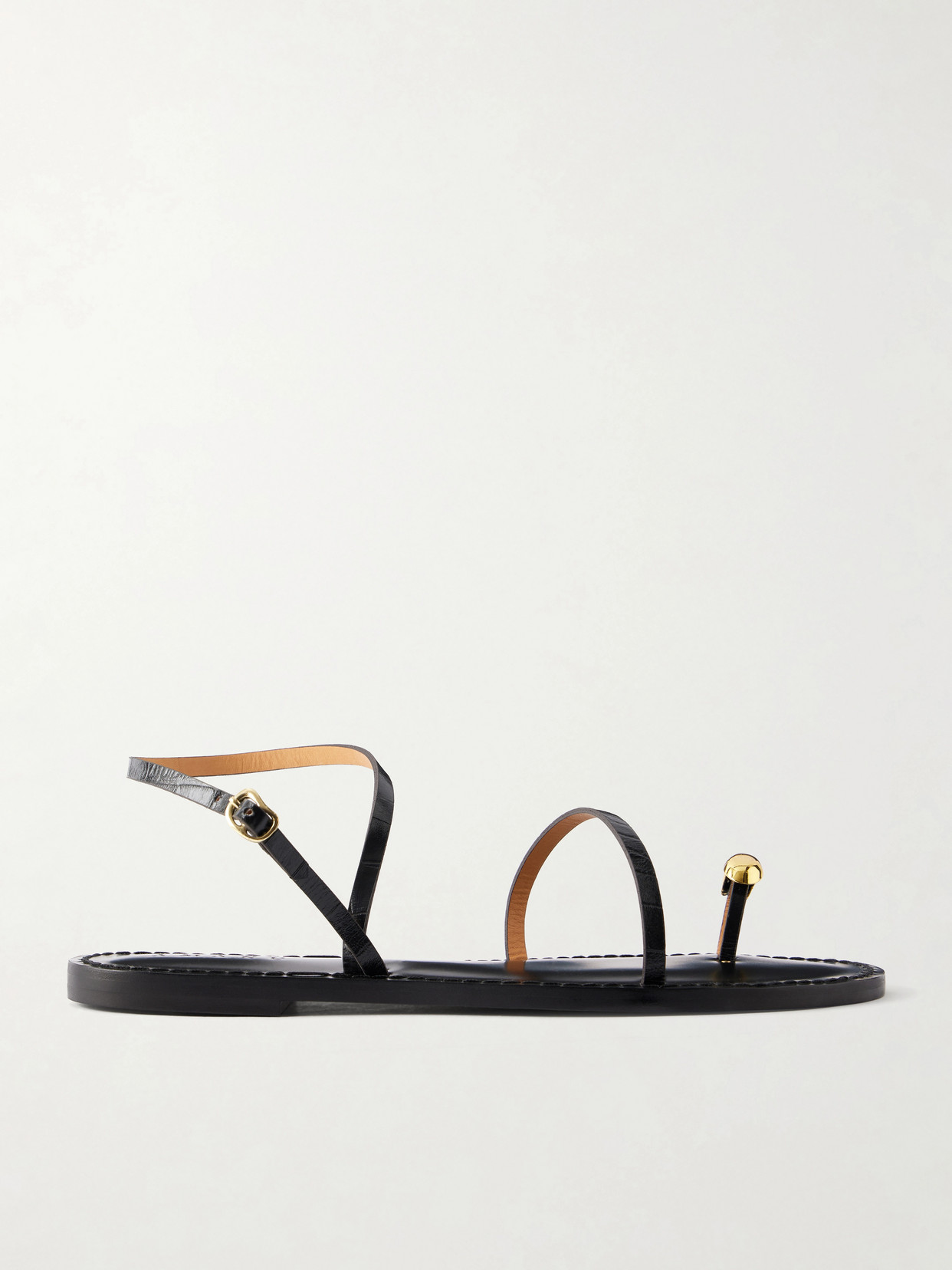 Amanu The Marrakech Embellished Leather Flats In Black