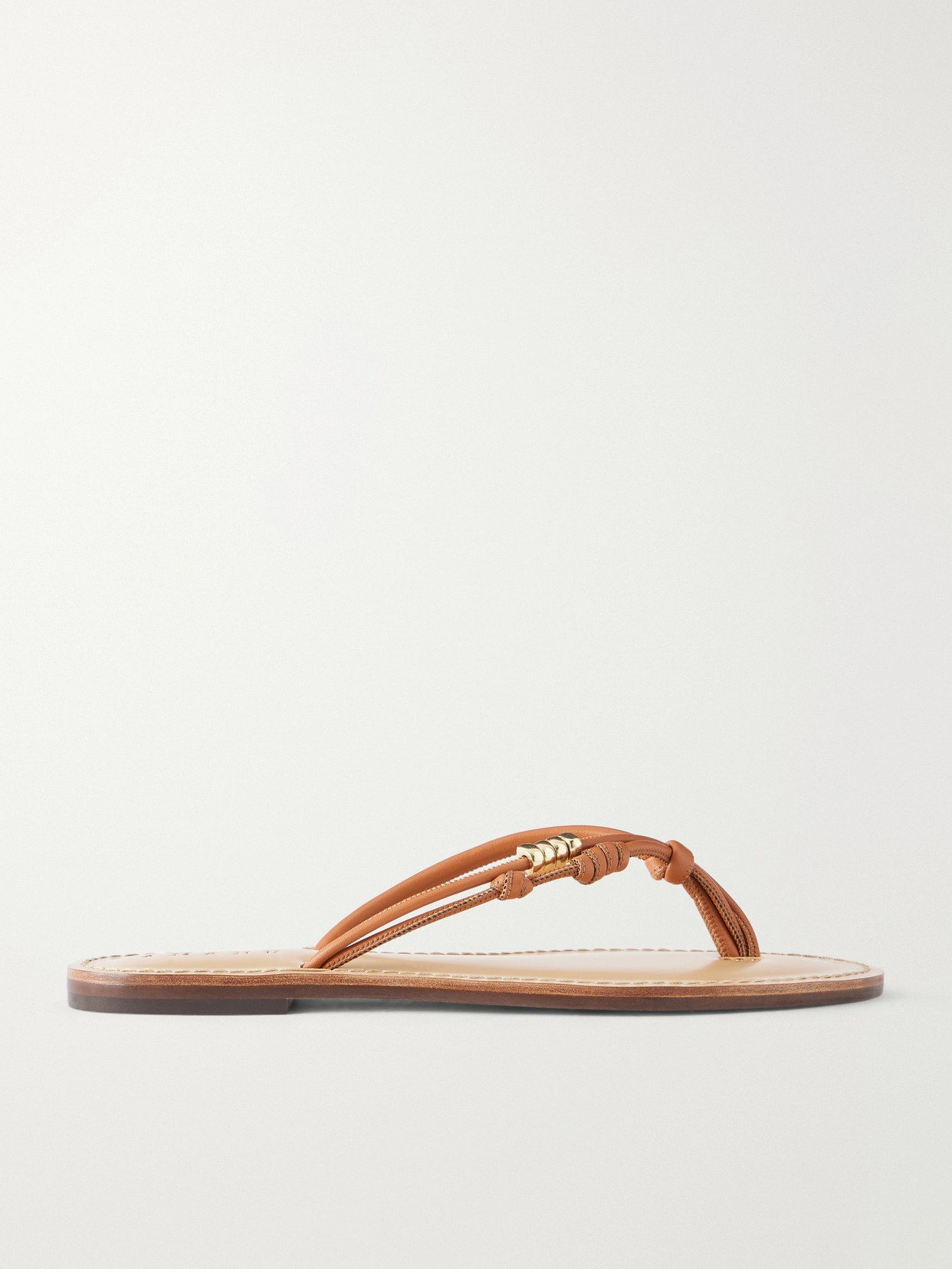Amanu The Kiwayu Embellished Leather Sandals In Brown