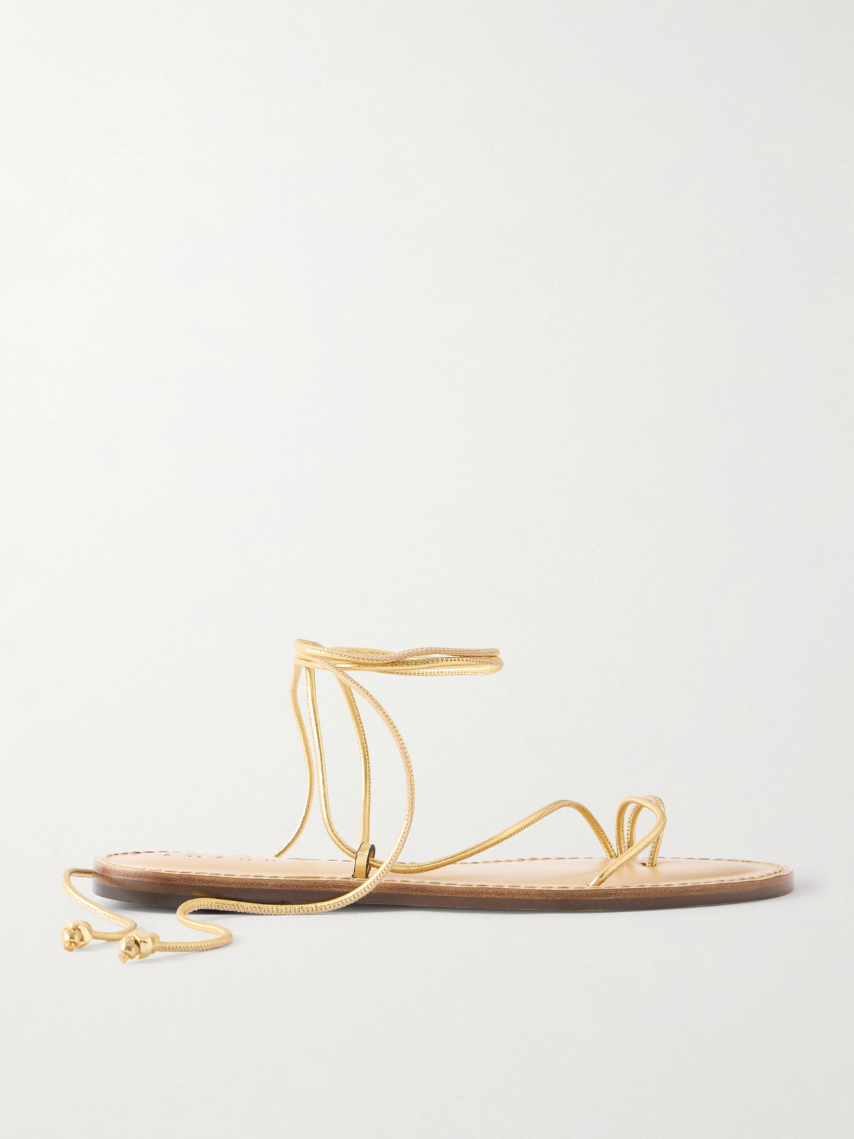 Amanu The Karima Leather Sandals In Gold