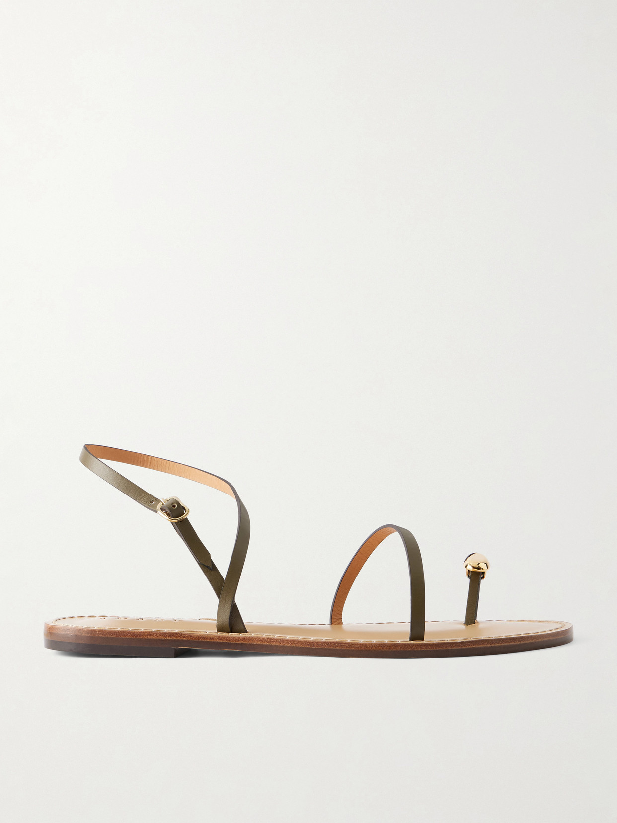 AMANU - The Marrakech Embellished Leather Flats - Green